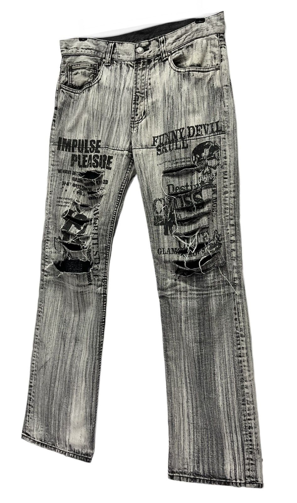 Japanese Brand 💀SICK SKULL💀 Retro Punk Rock Ripped Japanese Brand Denim Size US 32 / EU 48 - 6 Thumbnail