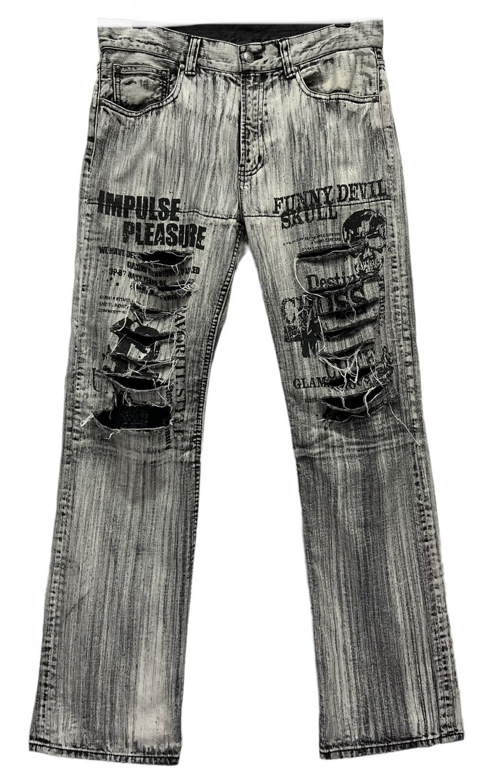 Japanese Brand 💀SICK SKULL💀 Retro Punk Rock Ripped Japanese Brand Denim Size US 32 / EU 48 - 2 Thumbnail