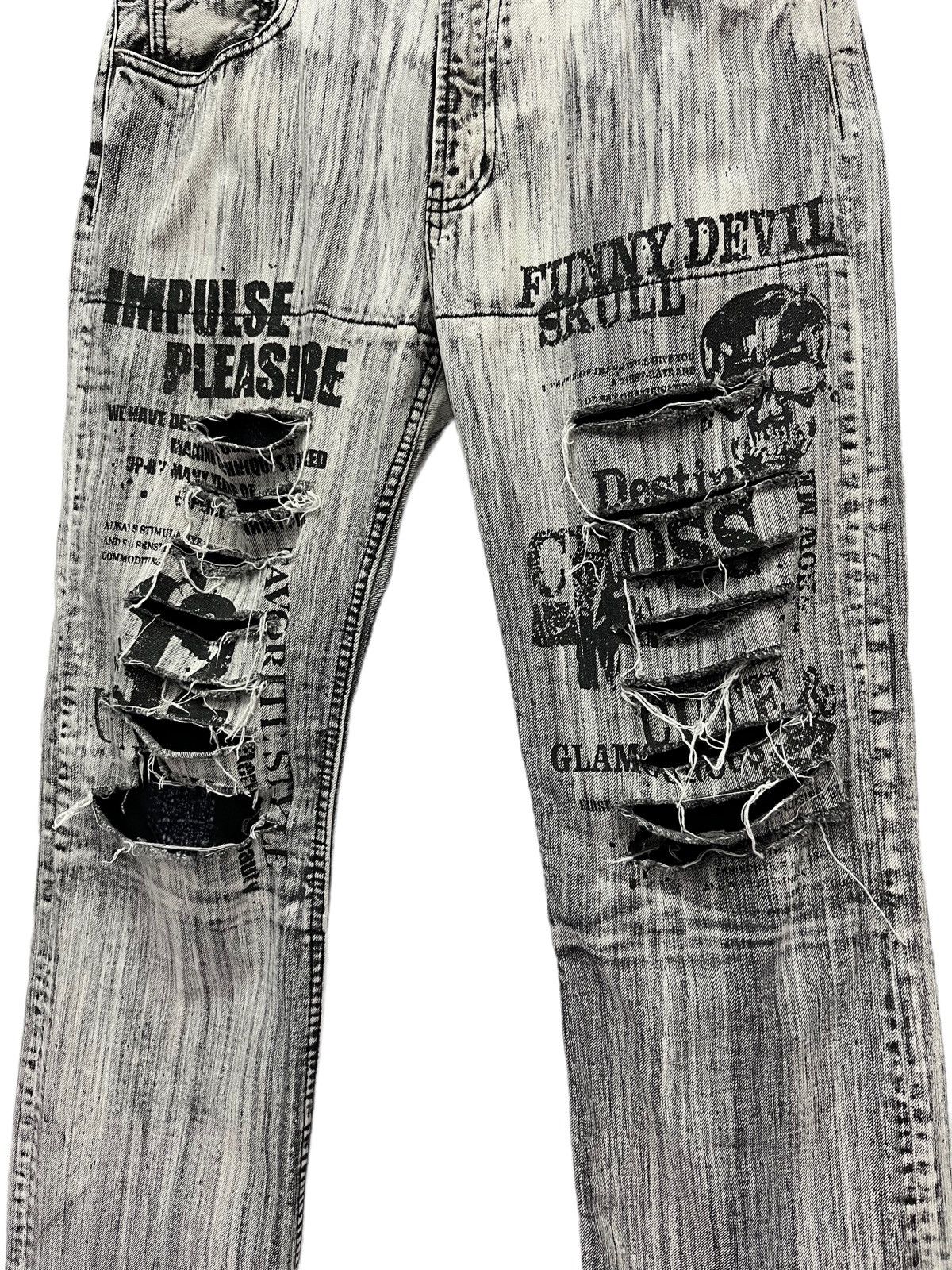 Japanese Brand 💀SICK SKULL💀 Retro Punk Rock Ripped Japanese Brand Denim Size US 32 / EU 48 - 3 Thumbnail