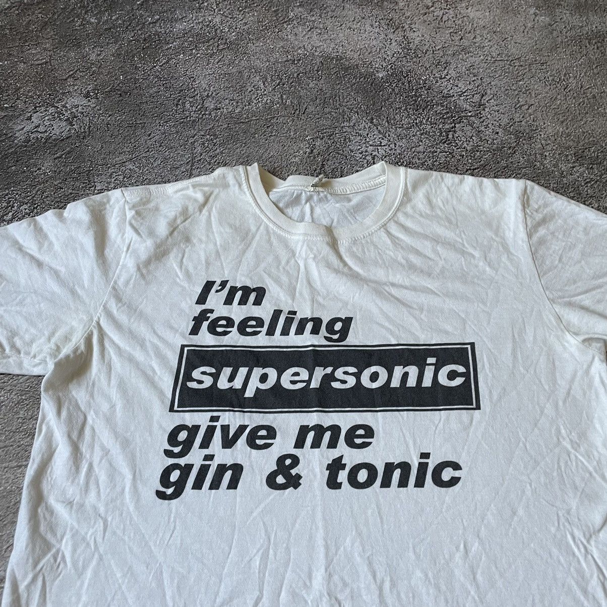 Vintage Vintage Y2K Graphic Tee Supersonic Gin Tonic Slogan Cream M Size US M / EU 48-50 / 2 - 6 Thumbnail