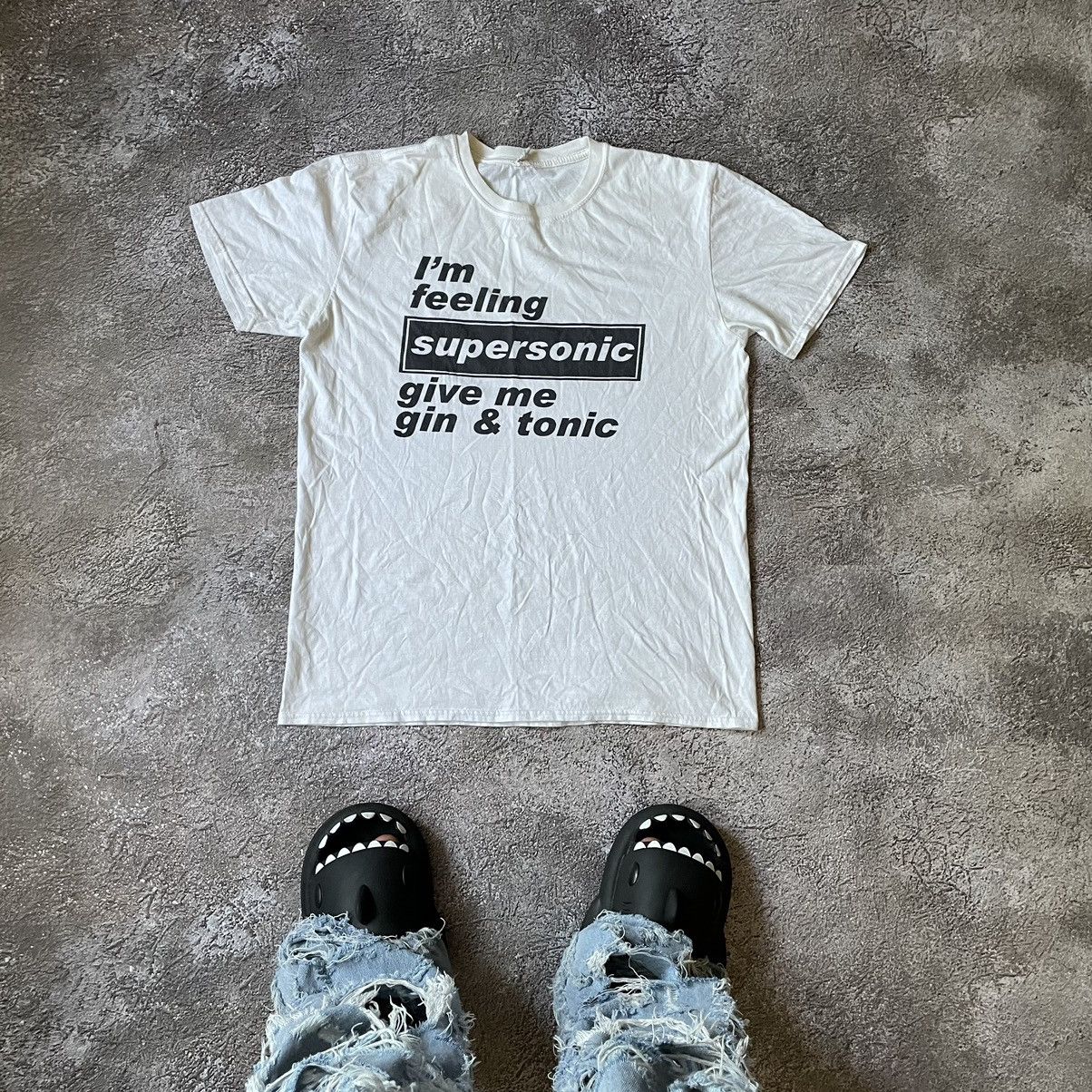 Vintage Vintage Y2K Graphic Tee Supersonic Gin Tonic Slogan Cream M Size US M / EU 48-50 / 2 - 2 Thumbnail