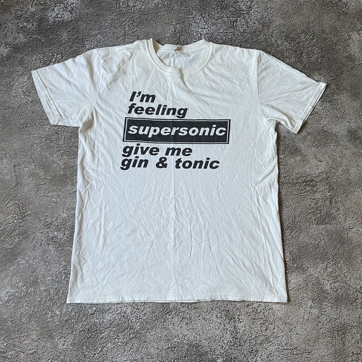 Vintage Vintage Y2K Graphic Tee Supersonic Gin Tonic Slogan Cream M Size US M / EU 48-50 / 2 - 3 Thumbnail