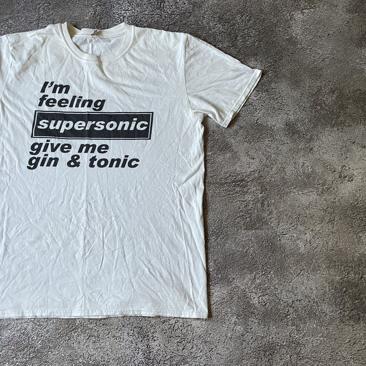 Vintage Vintage Y2K Graphic Tee Supersonic Gin Tonic Slogan Cream M Size US M / EU 48-50 / 2 - 4 Thumbnail