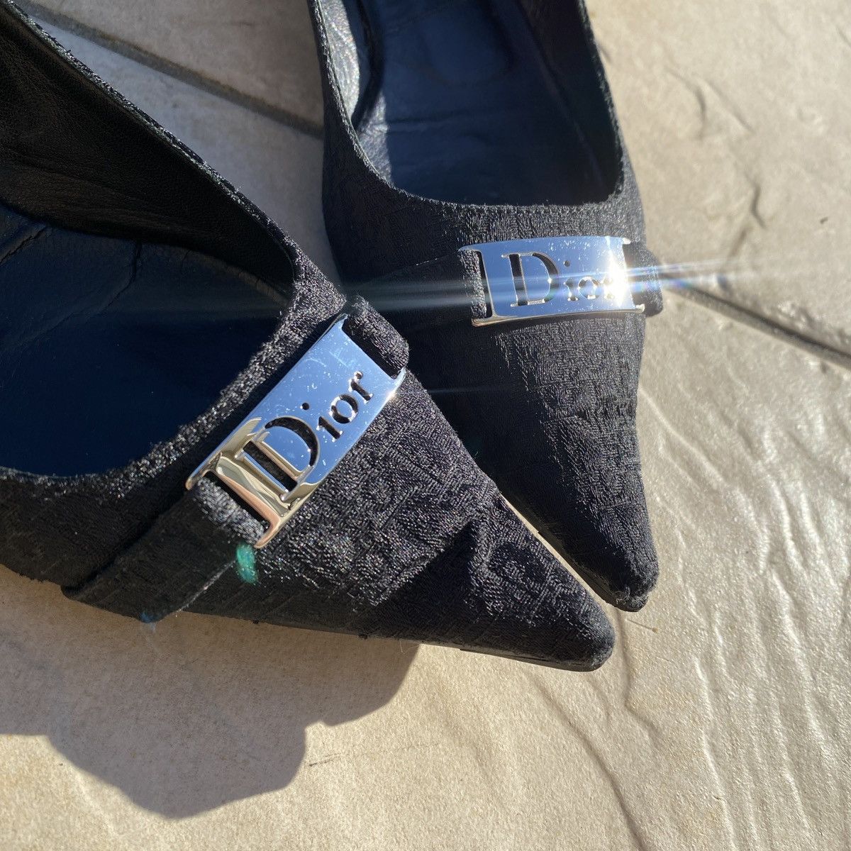 Dior × Vintage Dior Black Trotter Buckles Pointed Toe Ballet Flats Size US 7 / IT 37 - 3 Thumbnail