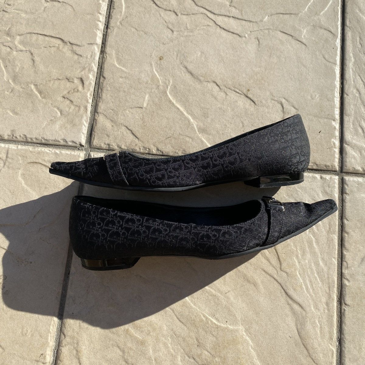 Dior × Vintage Dior Black Trotter Buckles Pointed Toe Ballet Flats Size US 7 / IT 37 - 6 Thumbnail