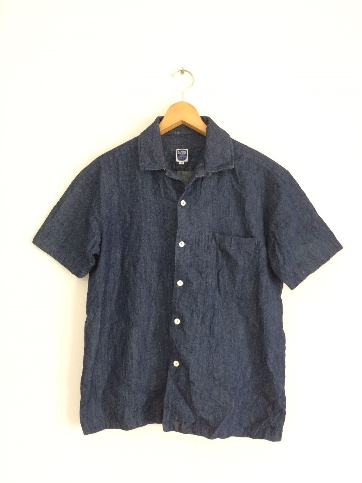 image of Denime Indigo Blue Ss Shirt, Men's (Size Medium)