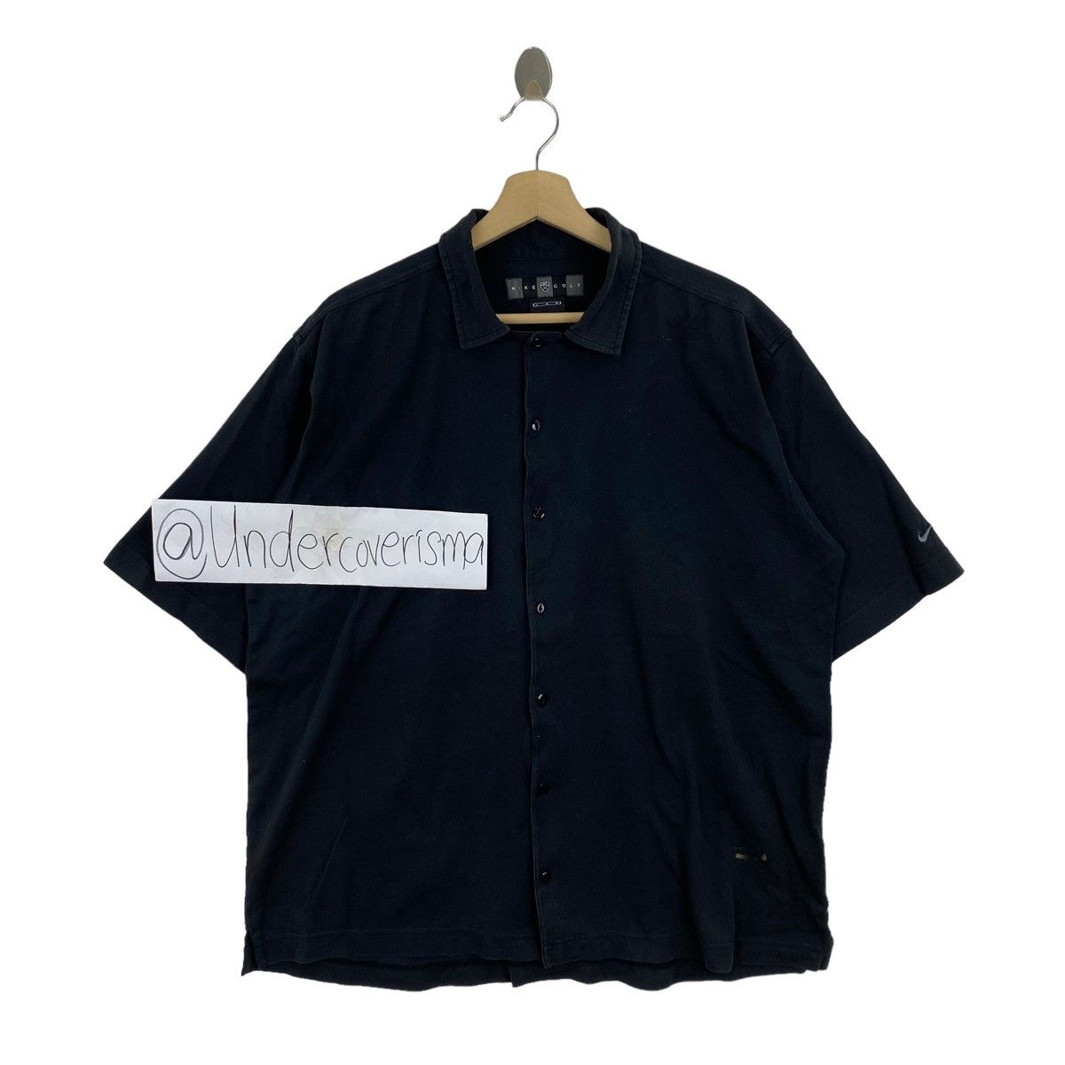 Nike Vintage NIKE GOLF SWOOSH Button Up Oversize Black Short Size US XL / EU 56 / 4 - 1 Thumbnail