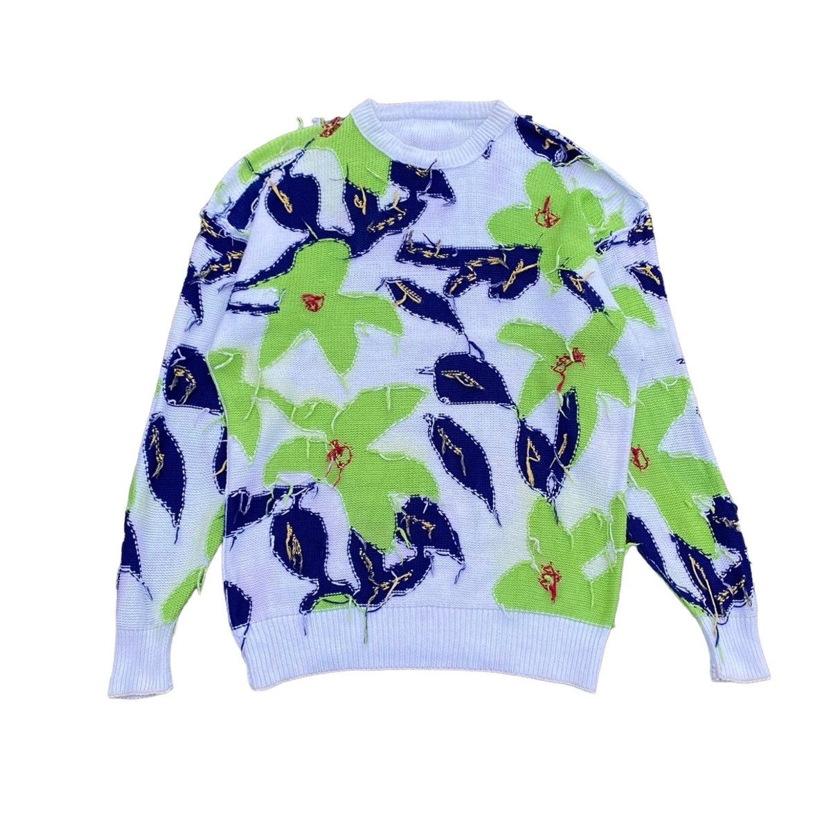 Japanese Brand 1990s Reversible Floral Knitwear Size US L / EU 52-54 / 3 - 1 Thumbnail