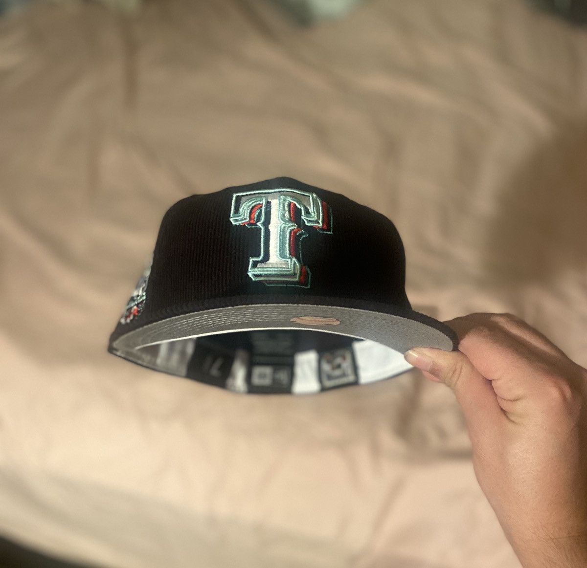 MLB × MyFitteds × New Era Myfitteds corduroy Texas Rangers tiktok stacked fitted hat Size ONE SIZE - 2 Thumbnail