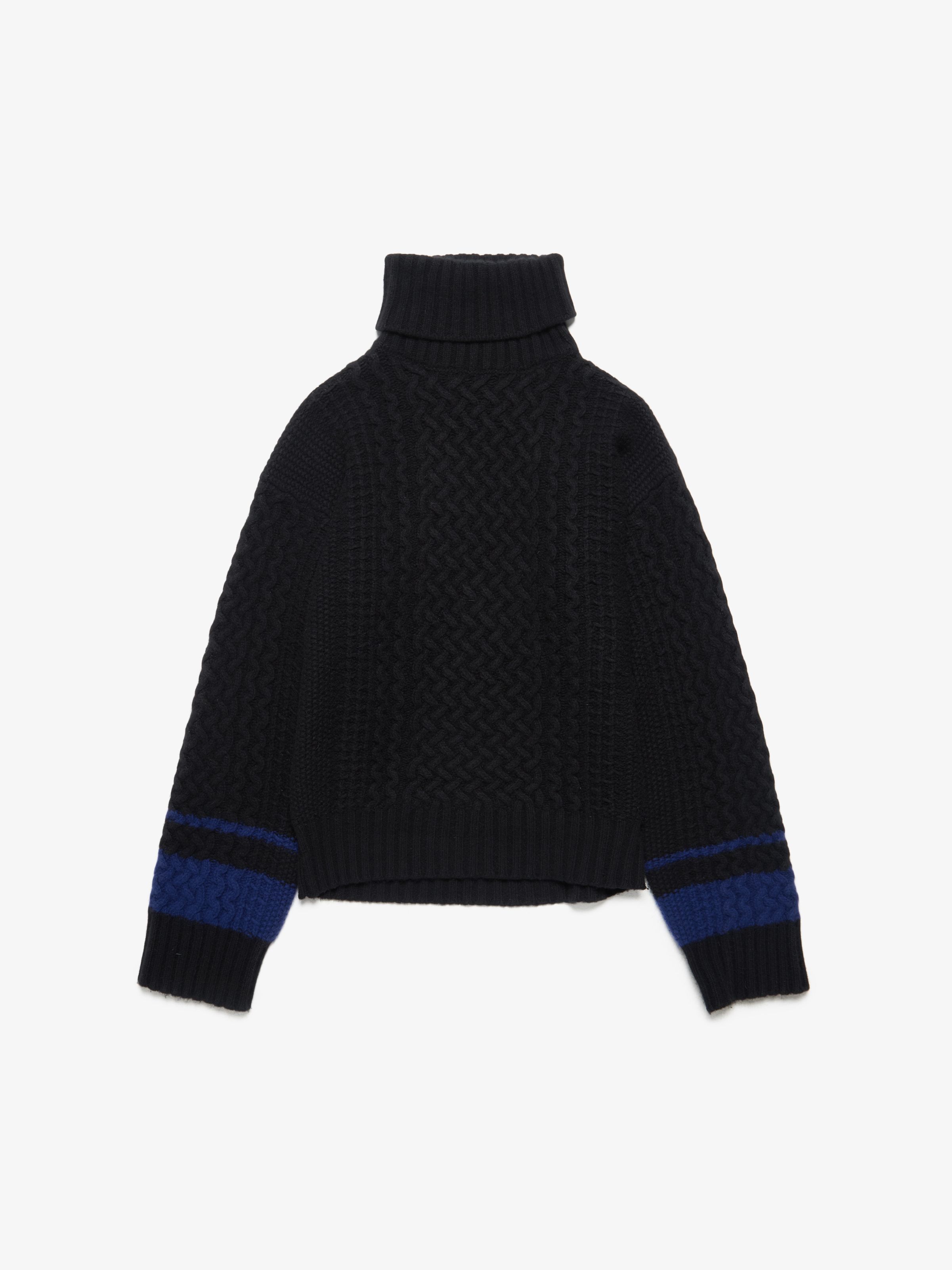 Haider Ackermann Black Blue Stripes Detailed Wool Turtleneck Sweater Size US M / EU 48-50 / 2 - 1 Thumbnail