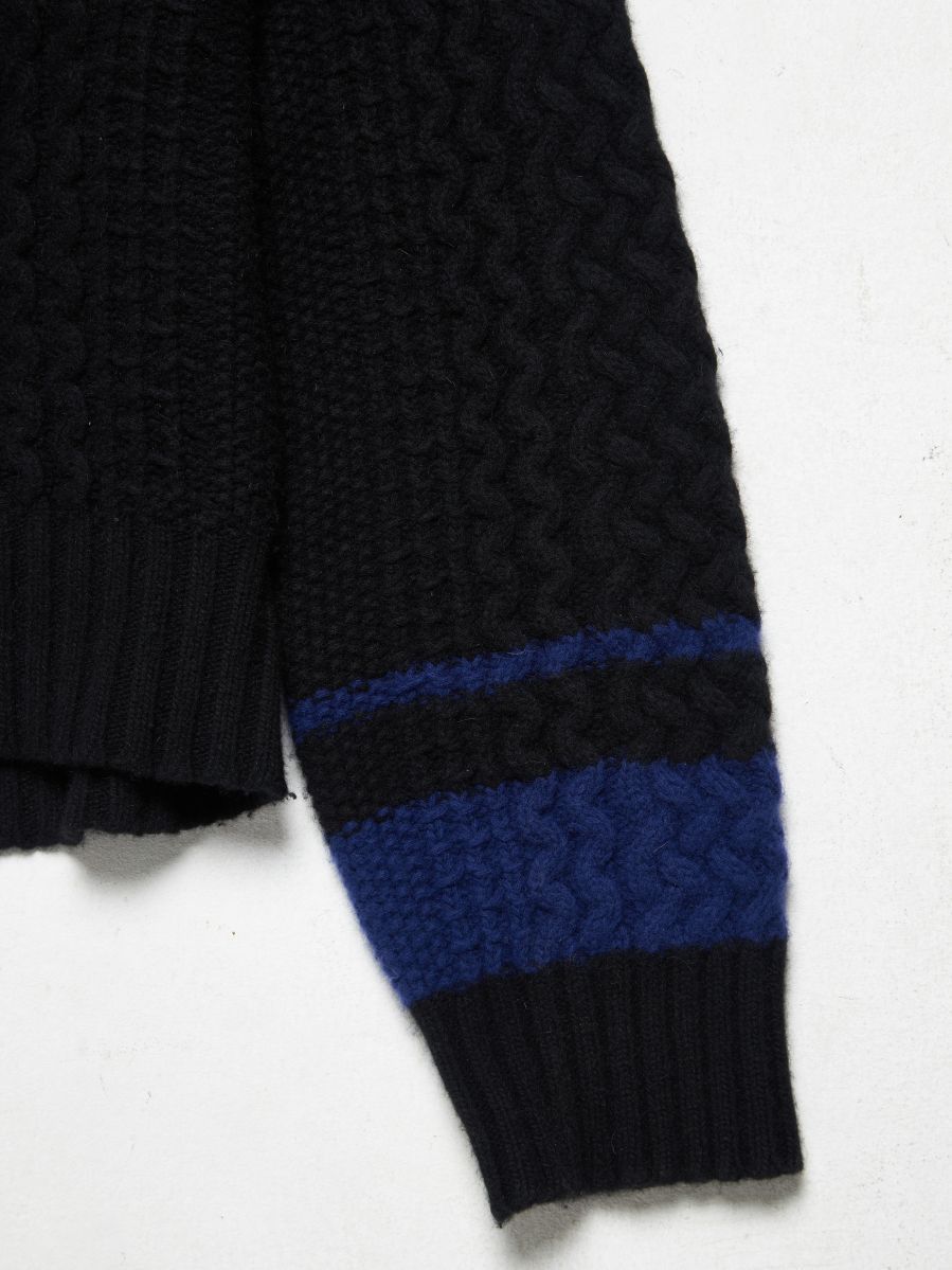 Haider Ackermann Black Blue Stripes Detailed Wool Turtleneck Sweater Size US M / EU 48-50 / 2 - 3 Thumbnail