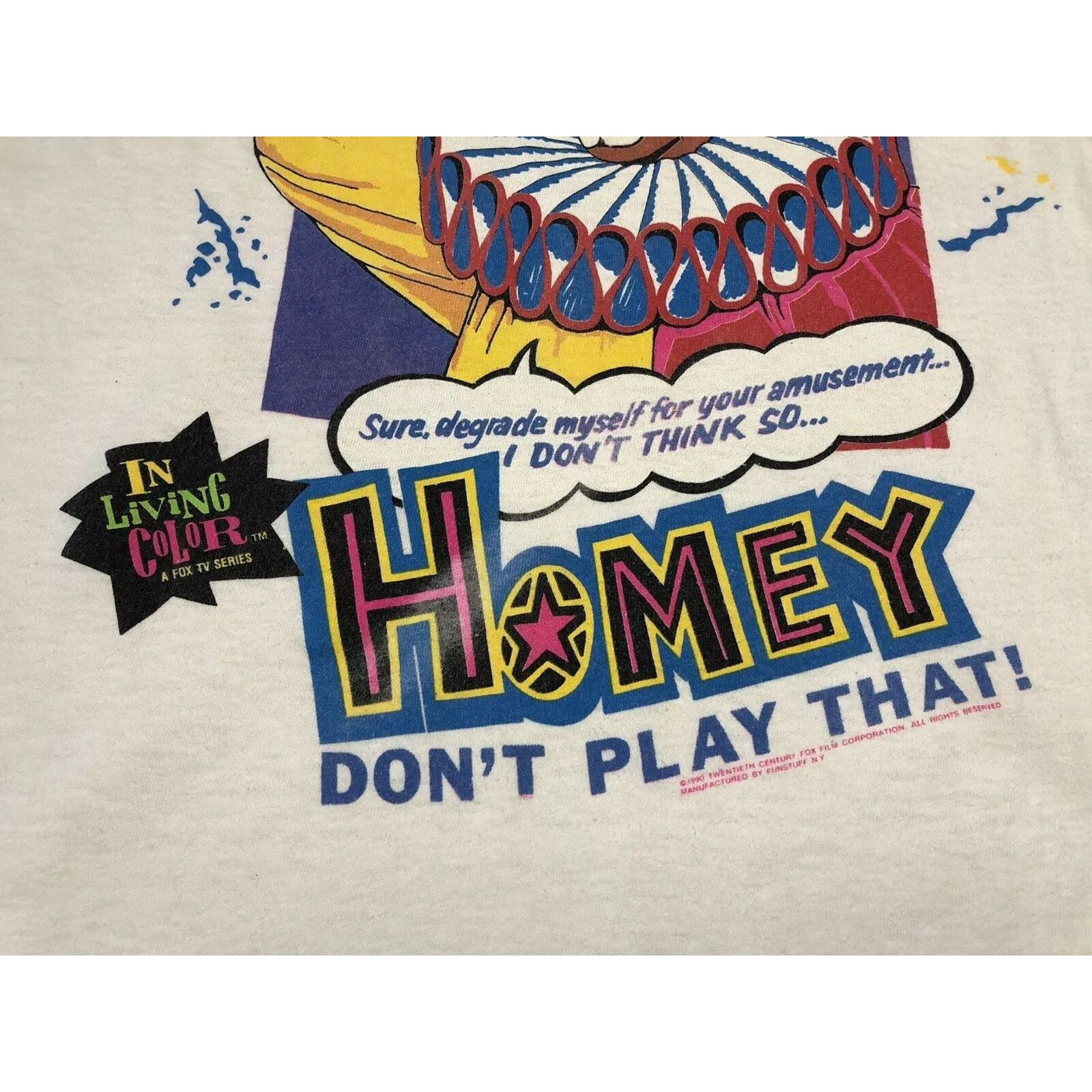 Vintage Rare Vintage In Living Color 1990 Homey the Clown T-Shirt Si Size US M / EU 48-50 / 2 - 5 Thumbnail