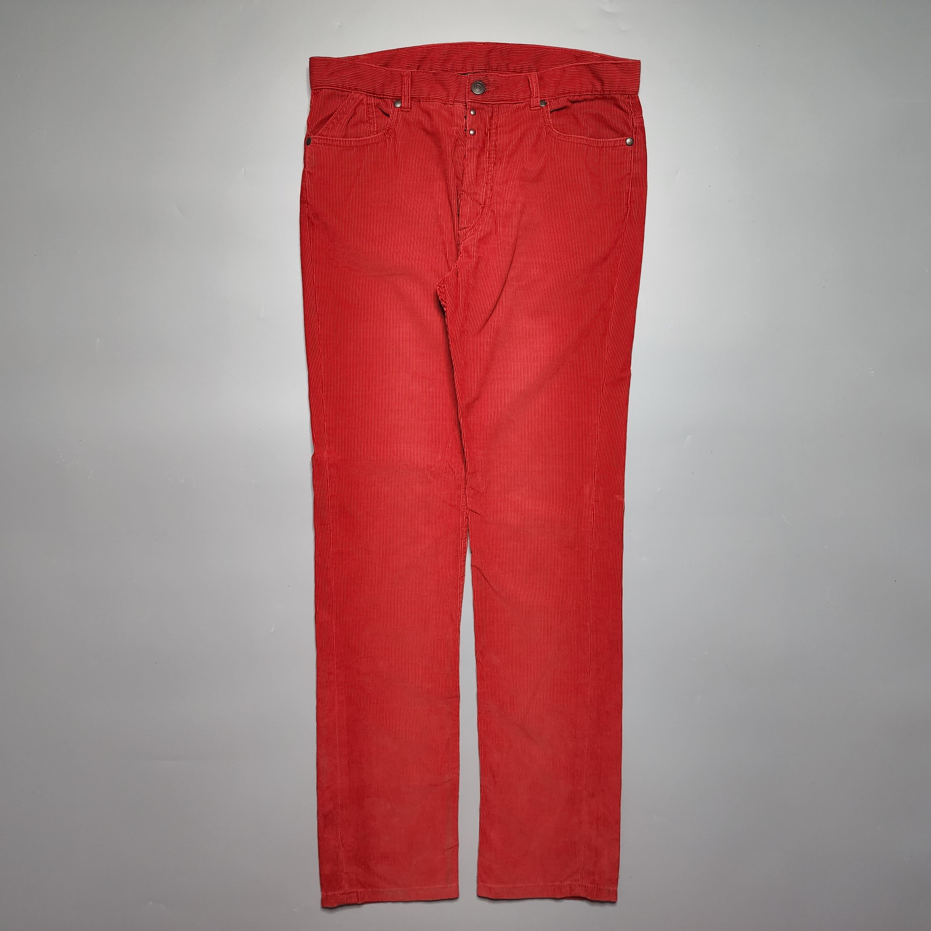 Pre-owned Maison Margiela Line 10 - Aw13 Red Corduroy Trousers In Vintage Washed Red