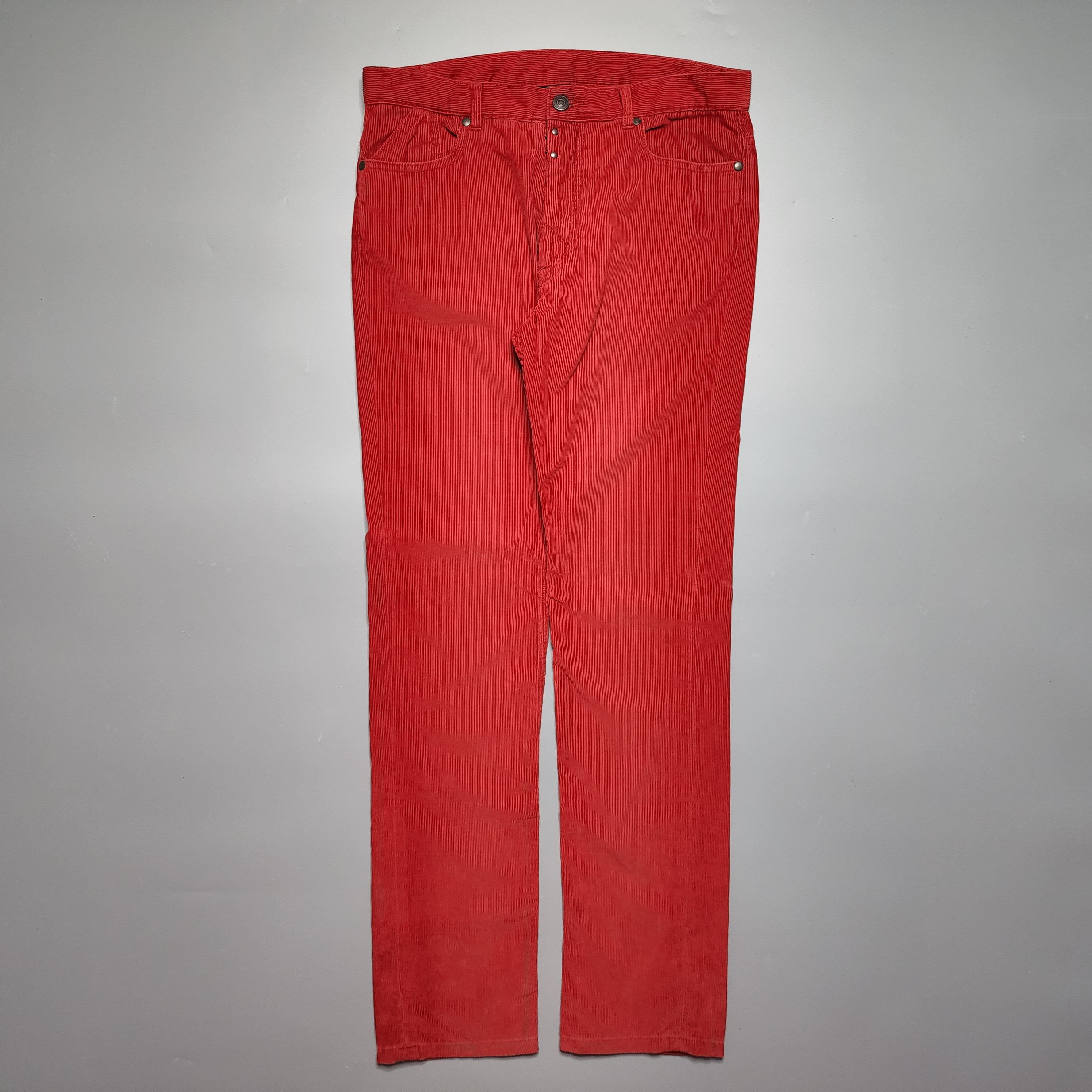 image of Maison Margiela Line 10 - Aw13 Red Corduroy Trousers in Vintage Washed Red, Men's (Size 30)