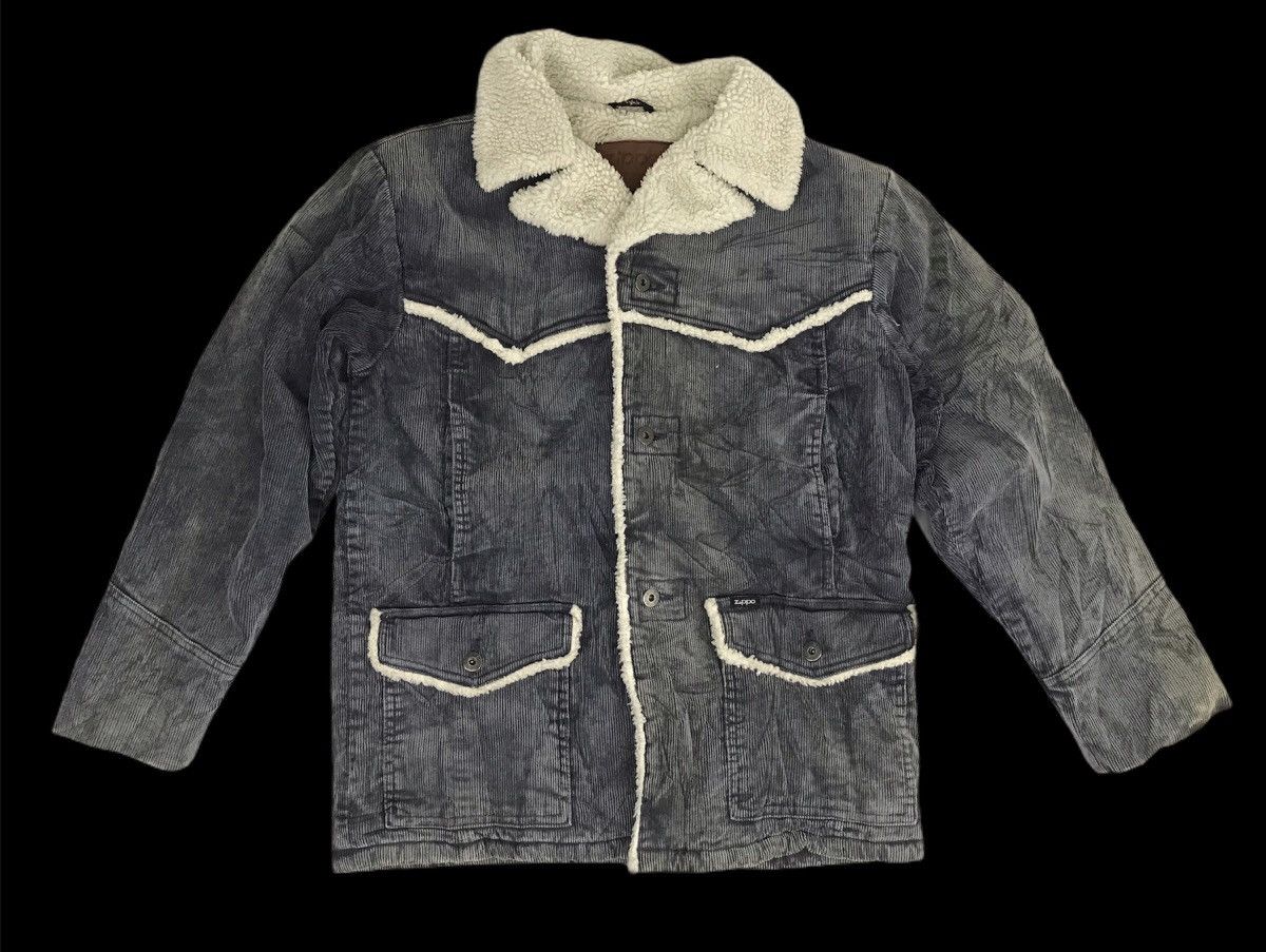image of American Classics x Zippo Corduroy Wool Style Sherpa Jacket Classic Denim in Light Blue (Size Mediu
