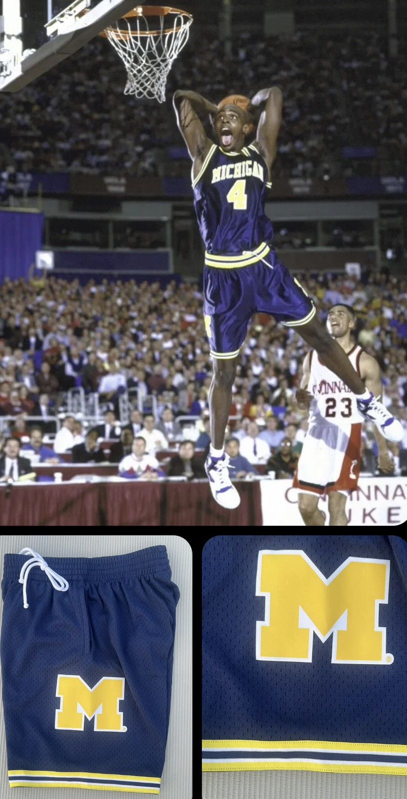 Mitchell & Ness College Vault Michigan Wolverines Medium Size US 30 / EU 46 - 2 Thumbnail