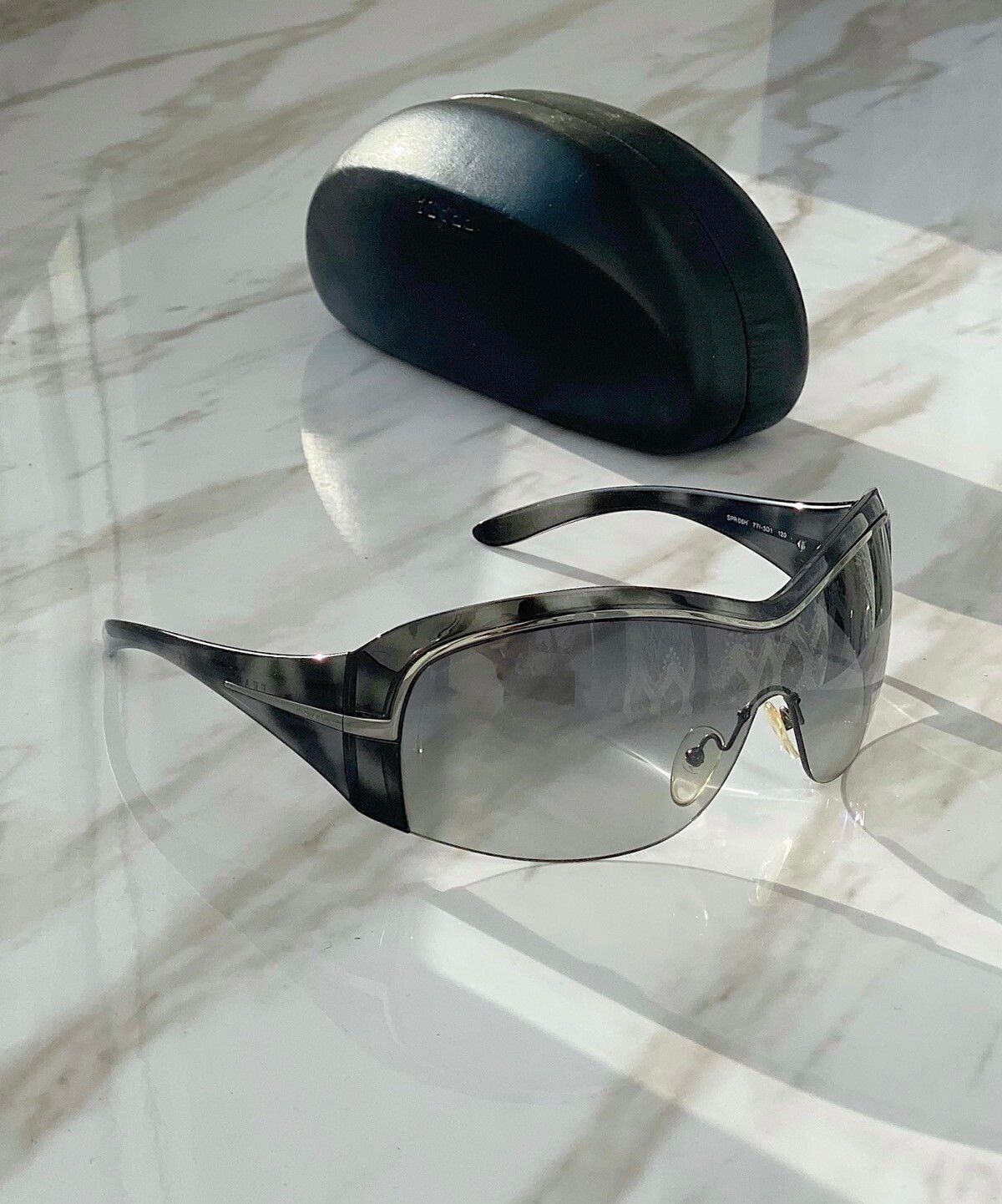 Pre-owned Prada X Vintage Prada Mask Sunglasses Spr 06h In Black