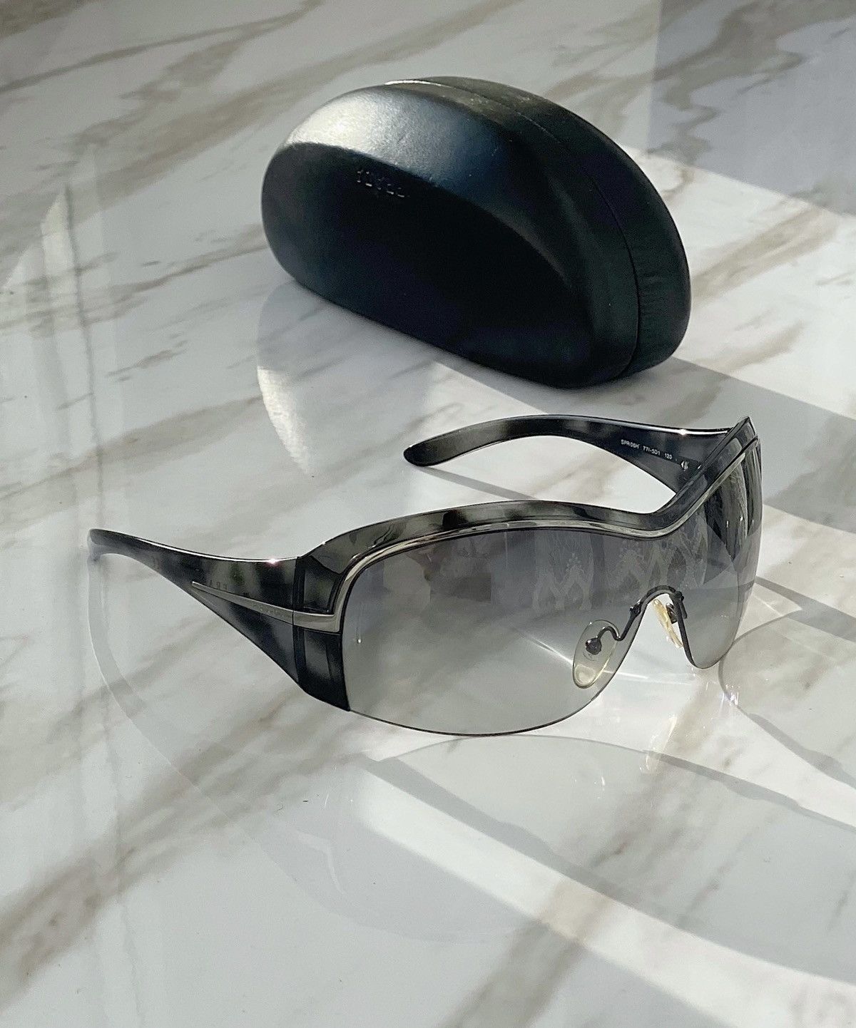 image of Prada Mask Sunglasses Spr 06H in Black, Men's