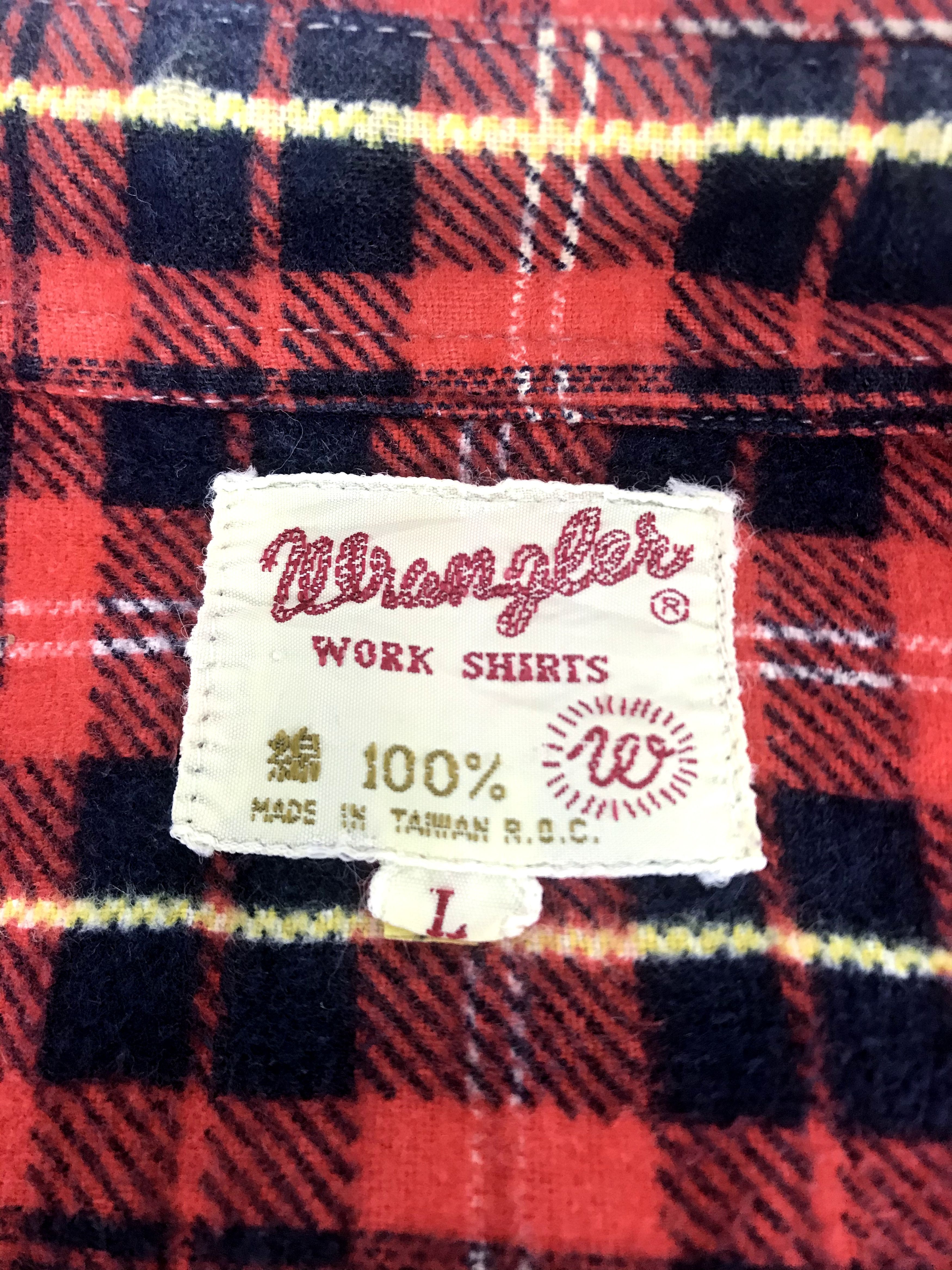 Vintage × Wrangler Vintage 80s 90s Wrangler Taiwan Roc Flannel WorkPlaid Check Size US L / EU 52-54 / 3 - 8 Thumbnail