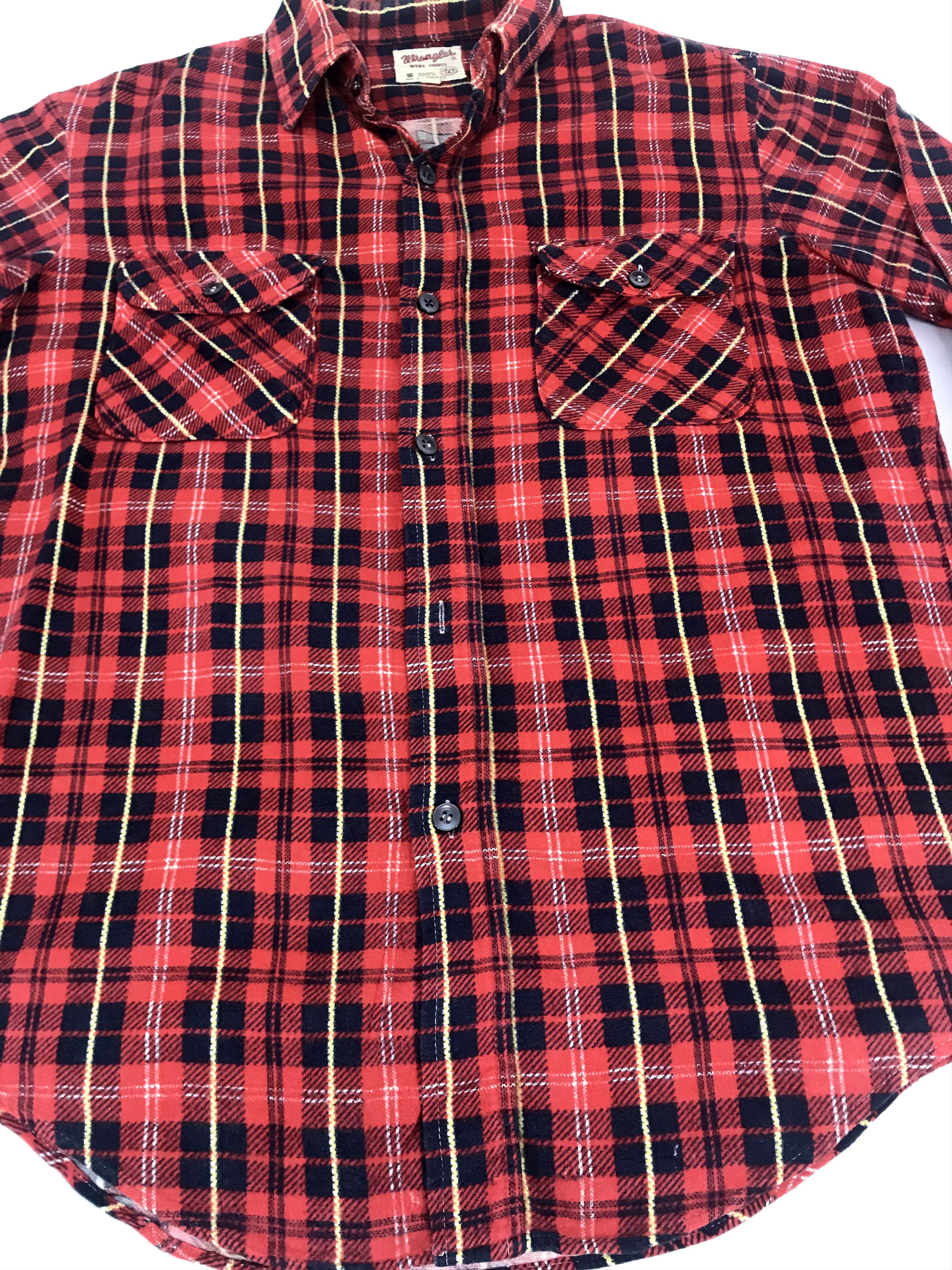 Vintage × Wrangler Vintage 80s 90s Wrangler Taiwan Roc Flannel WorkPlaid Check Size US L / EU 52-54 / 3 - 3 Thumbnail
