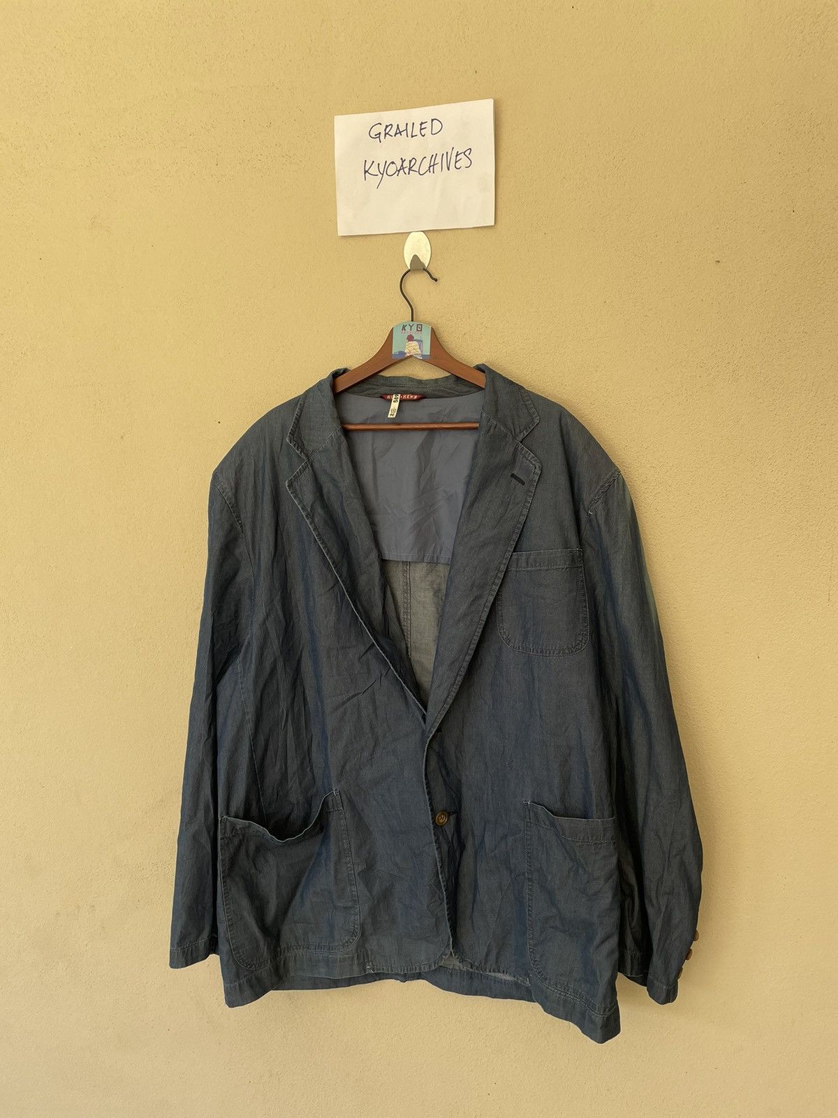 Japanese Brand × Vintage VINTAGE RUFF HEWN SEASONED DENIM JACKET/BLAZER 3L Size US XXL / EU 58 / 5 - 2 Thumbnail