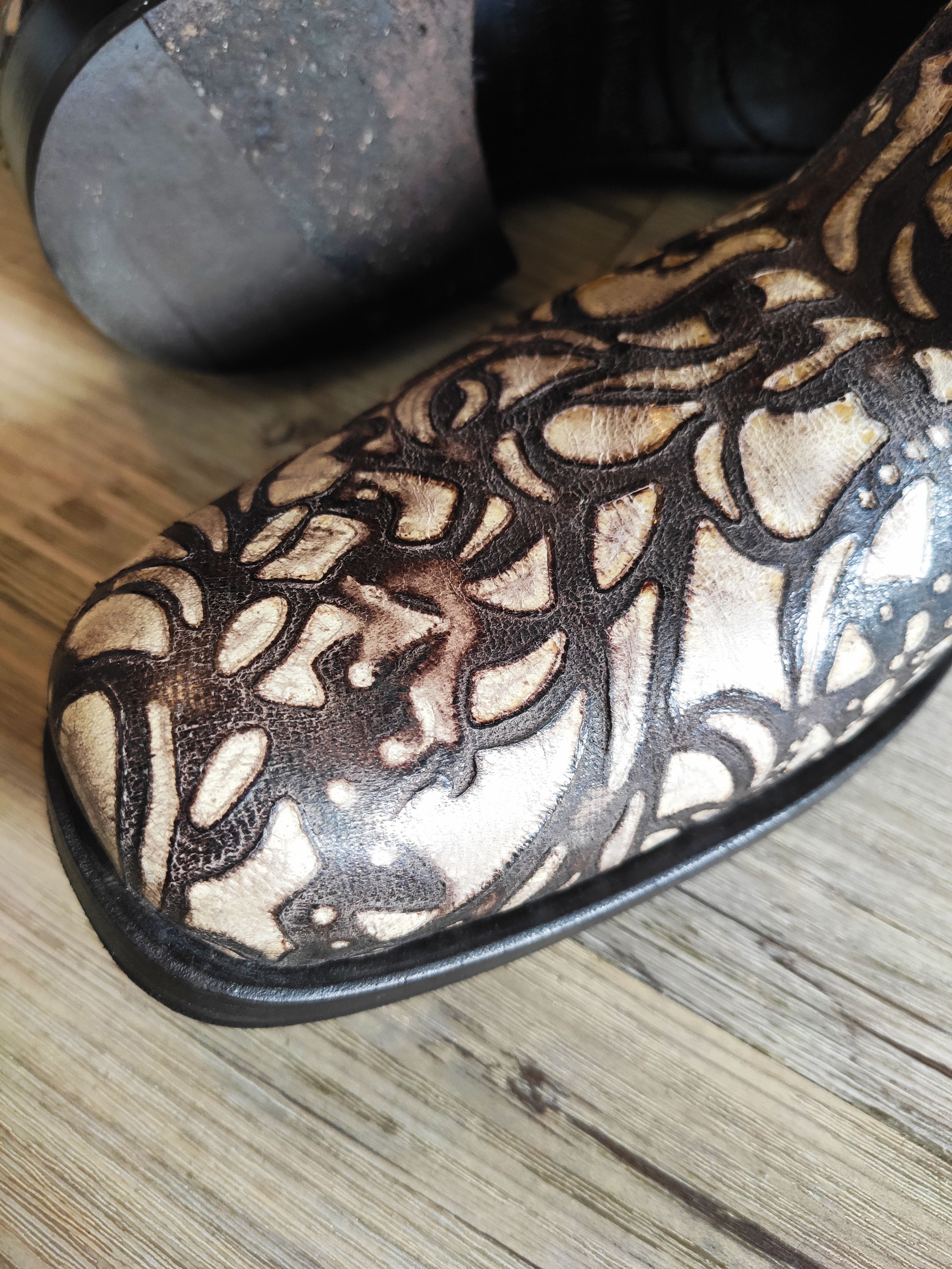 Gianni Barbato Woodburning leather boots.Like Saint Laurent or Celine Size US 8 / EU 41 - 8 Thumbnail
