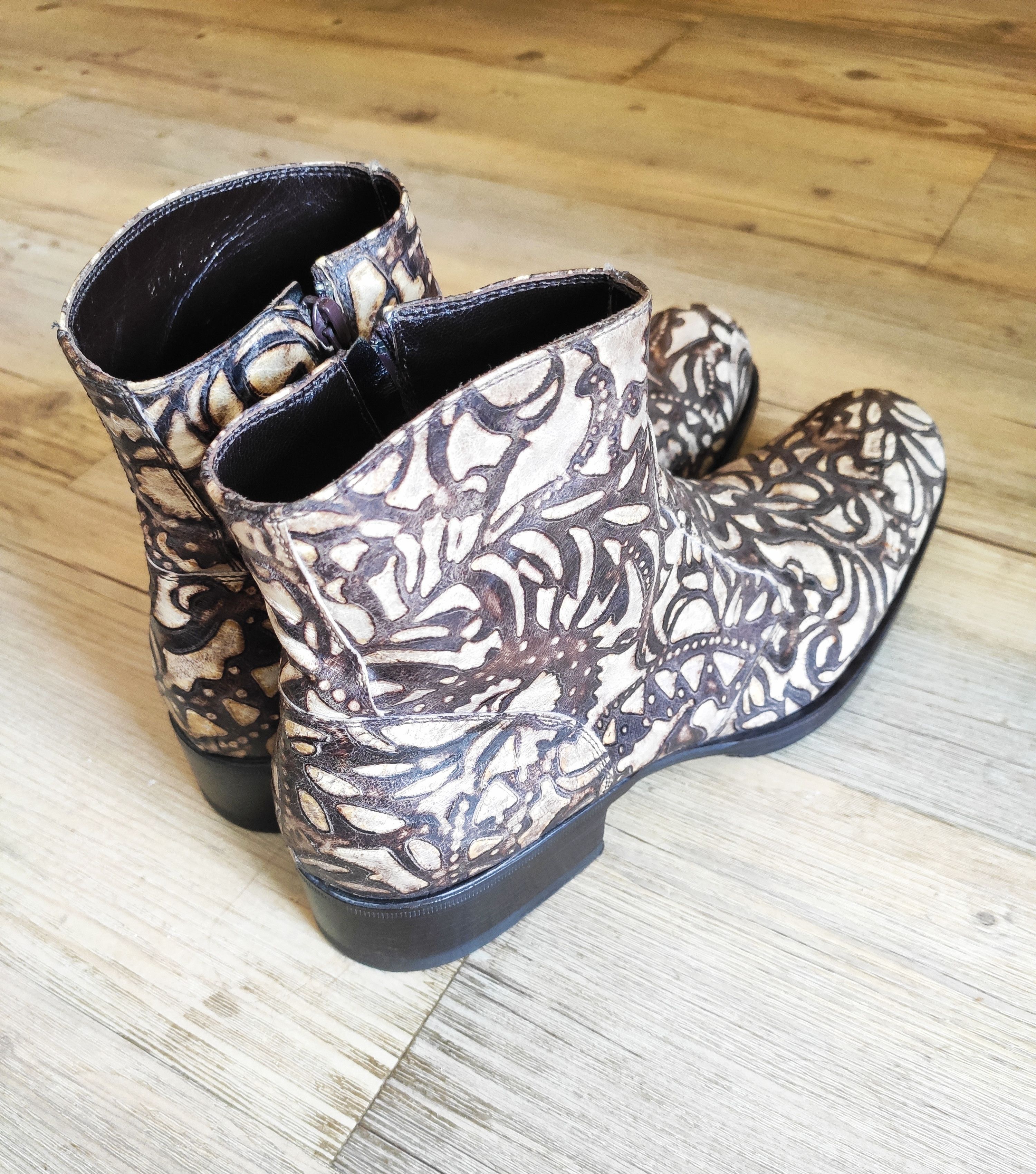 Gianni Barbato Woodburning leather boots.Like Saint Laurent or Celine Size US 8 / EU 41 - 7 Thumbnail