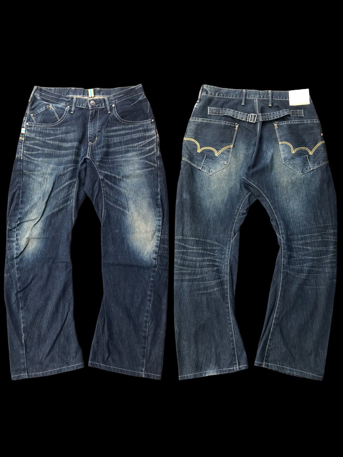Hysteric Glamour × If Six Was Nine DISTRESSED💥Edwin XV Buckle Back Twisted Indigo Denim Jeans Size US 34 / EU 50 - 1 Thumbnail