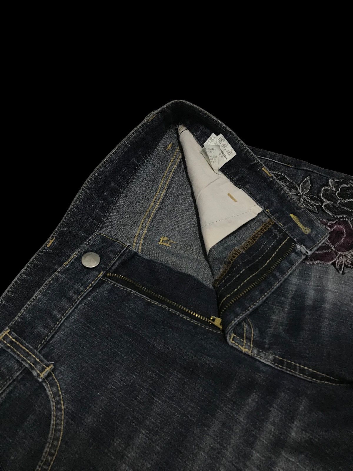 Hysteric Glamour × If Six Was Nine Mega Flared 🔥 Embroidery Flower Denim Jeans Pants Size 29" - 10 Thumbnail