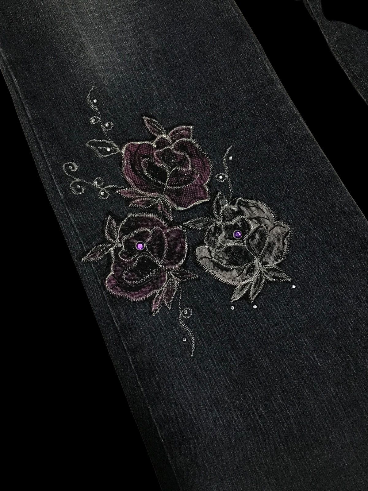 Hysteric Glamour × If Six Was Nine Mega Flared 🔥 Embroidery Flower Denim Jeans Pants Size 29" - 5 Thumbnail