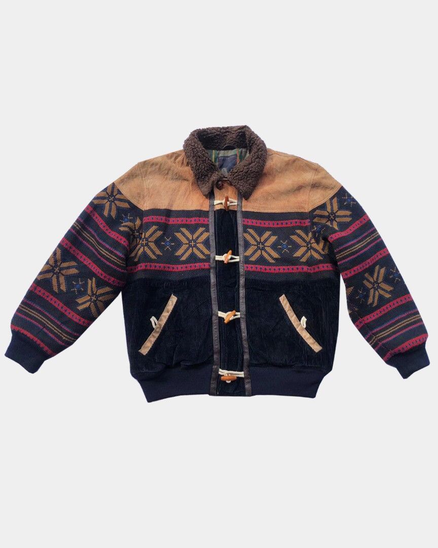 Leather × Vintage ❌DELETE TODAY🚀 HYBRID Bomber Wool Navajo Suede + Corduroy M Size US M / EU 48-50 / 2 - 1 Thumbnail