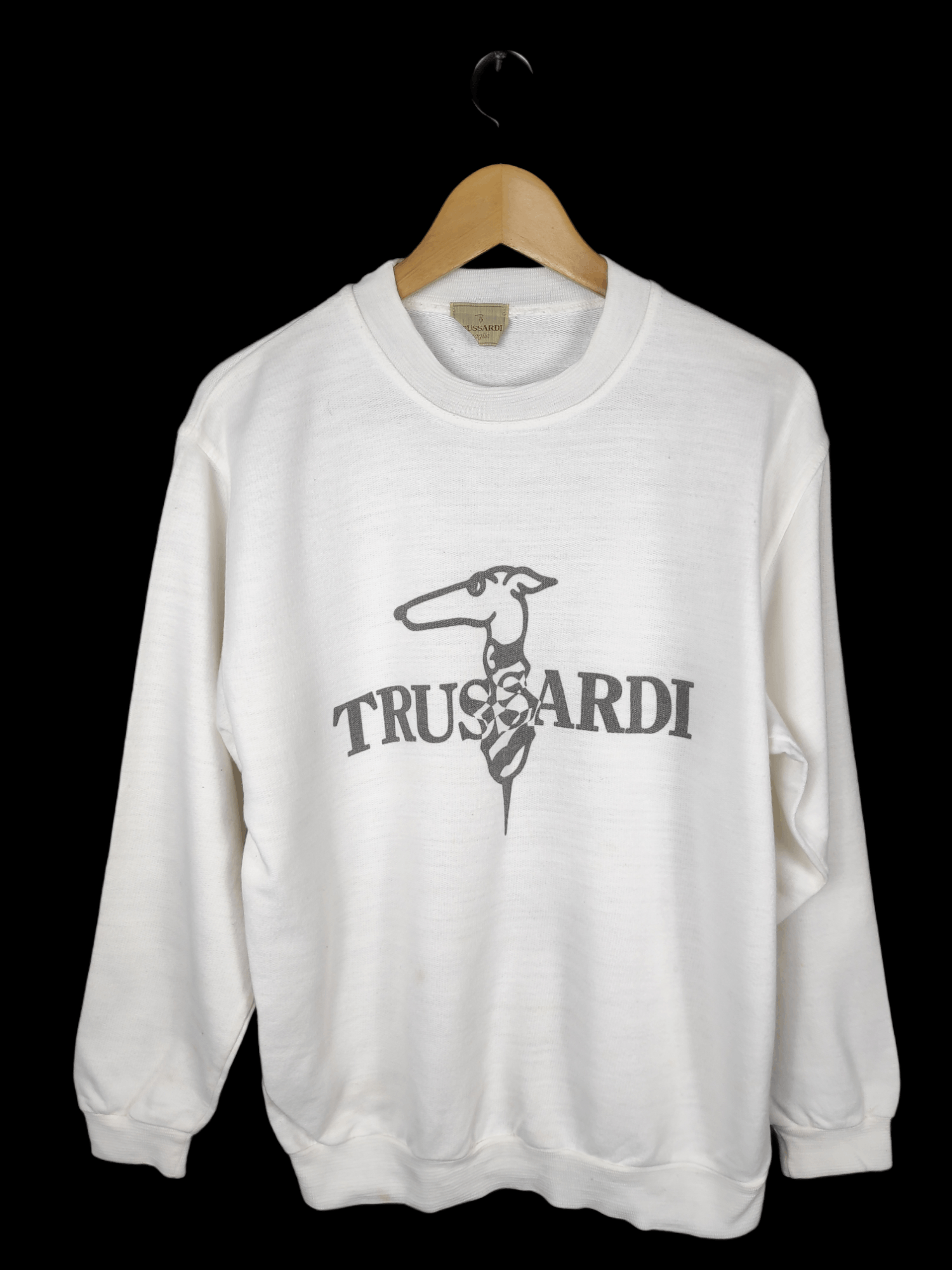 image of Archival Clothing x Trussardi Vintage Trussardi Maglie All White Spell Out Sweatshirt (Size Large)