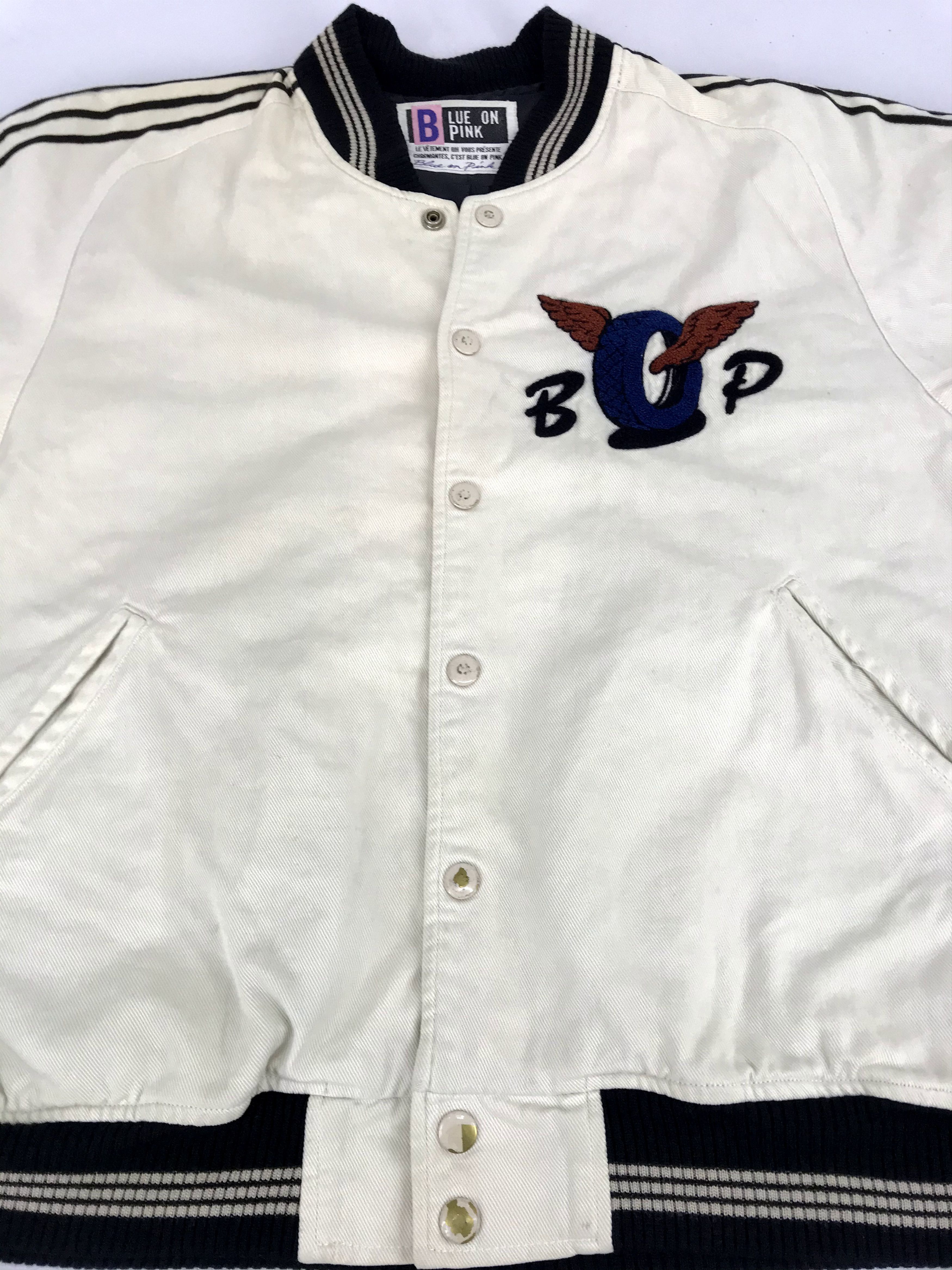 Japanese Brand Vintage Blue on Pink Stags Band Varsity Bomber Jacket Size L / US 10 / IT 46 - 3 Thumbnail