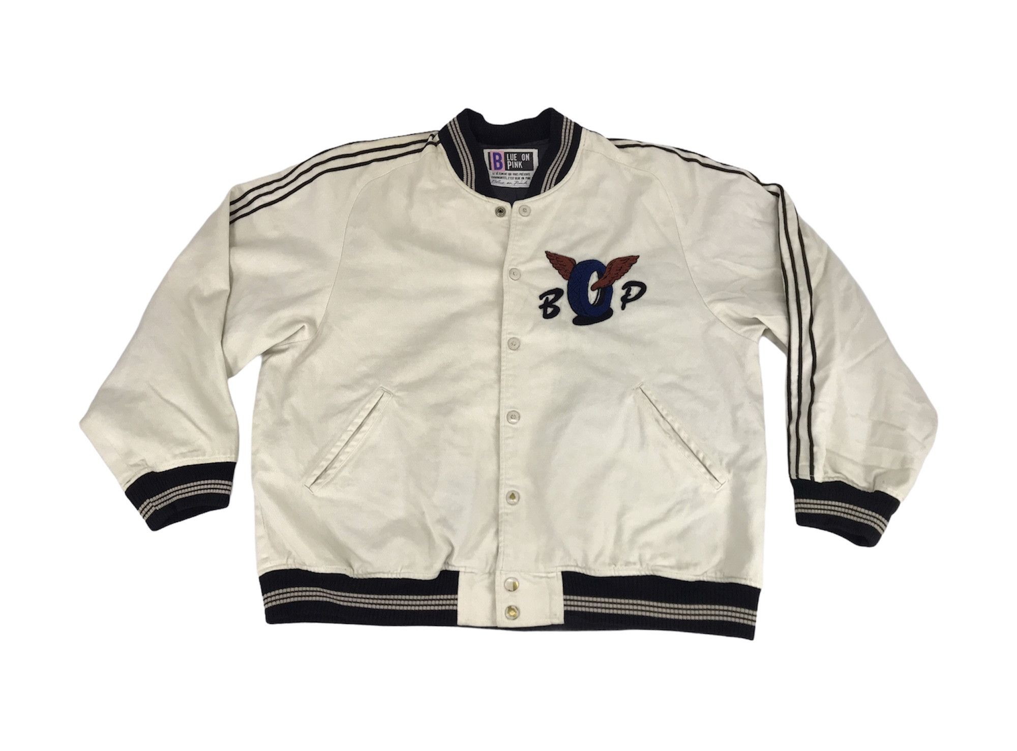 Japanese Brand Vintage Blue on Pink Stags Band Varsity Bomber Jacket Size L / US 10 / IT 46 - 2 Thumbnail