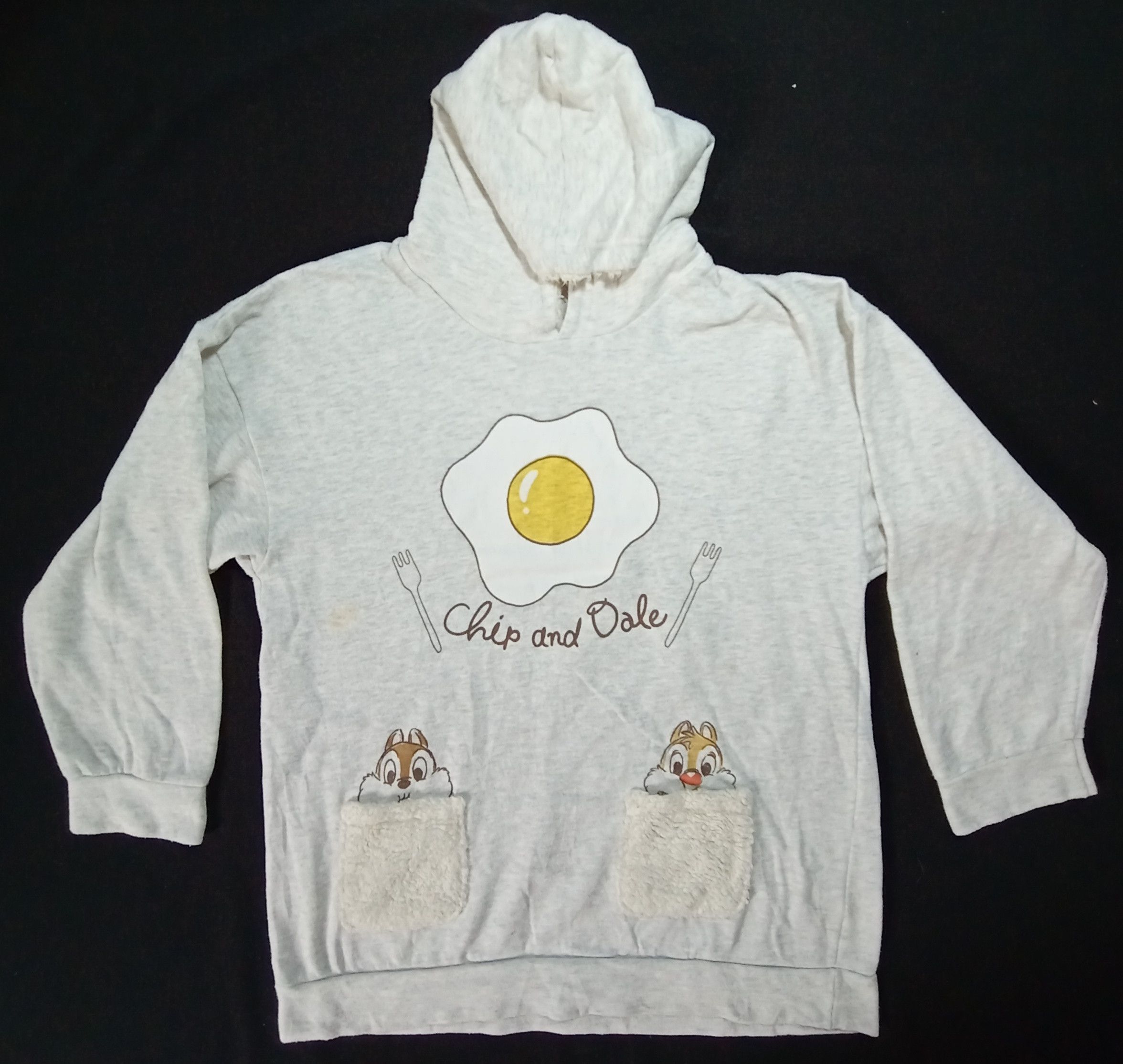 image of Cartoon Network x Disney Vintage Hoodies Disney Chip And Dale Fullprint in White, Women's (Size Lar