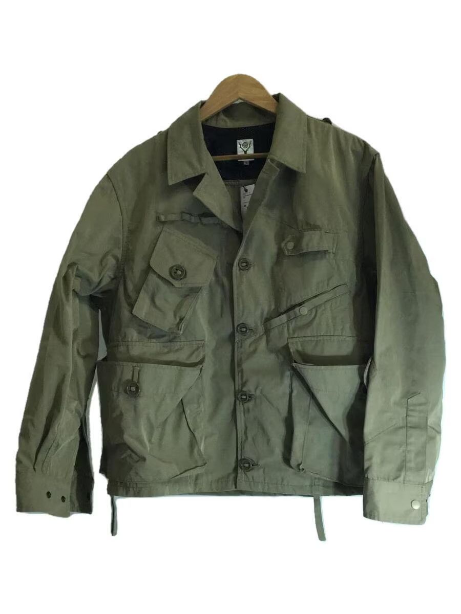 image of South2 West8 Boxy Multi Pocket Military Jacket in Khaki Green, Men's (Size Large)