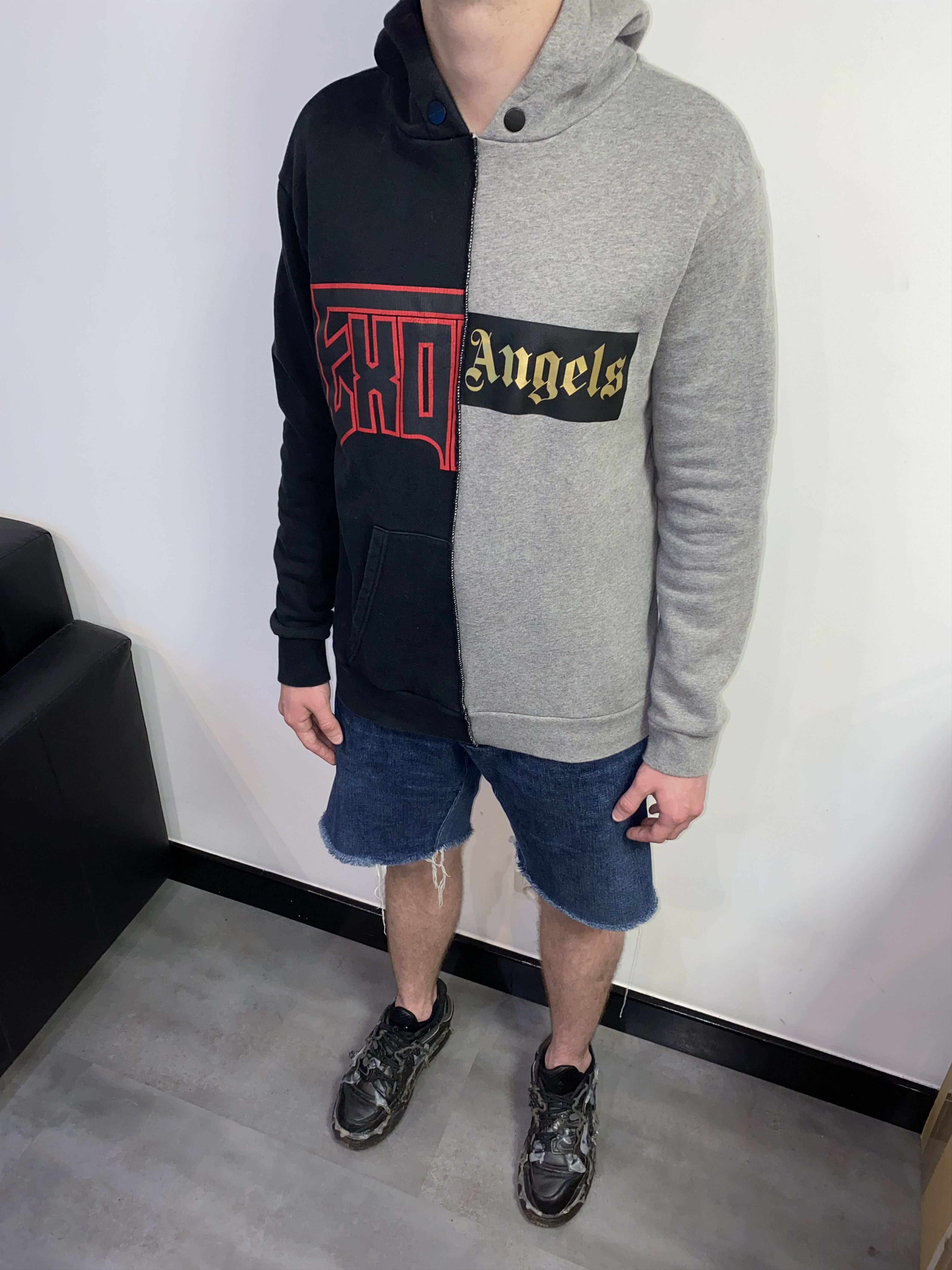 Palm Angels Palm Angels Big Logo Spit Exodus Patchwork Two Tone Hoodie Size US M / EU 48-50 / 2 - 7 Thumbnail