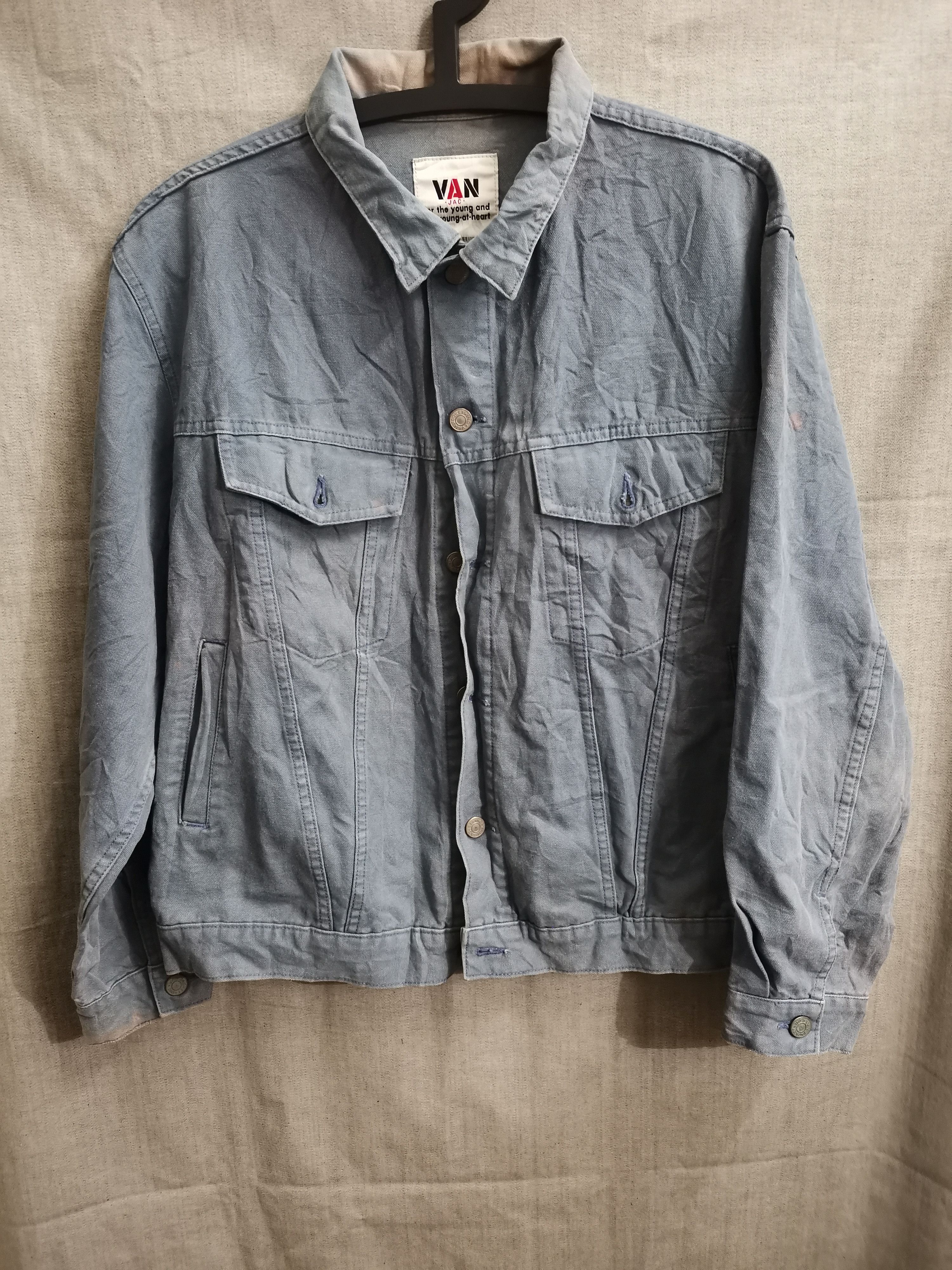 Japanese Brand × Van × Vintage Vintage Distressed Van Jac Denim Trucker Jacket Size US L / EU 52-54 / 3 - 2 Thumbnail