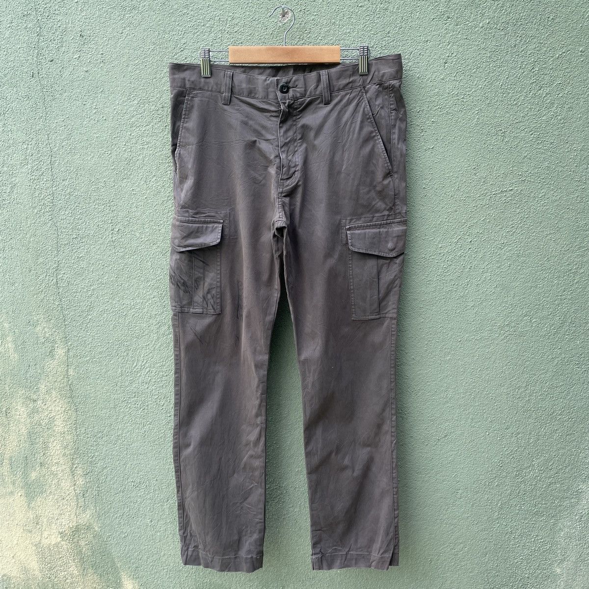 image of Vintage Japanese Dirty Multipocket Tactical Cargo Pants in Grey, Men's (Size 32)