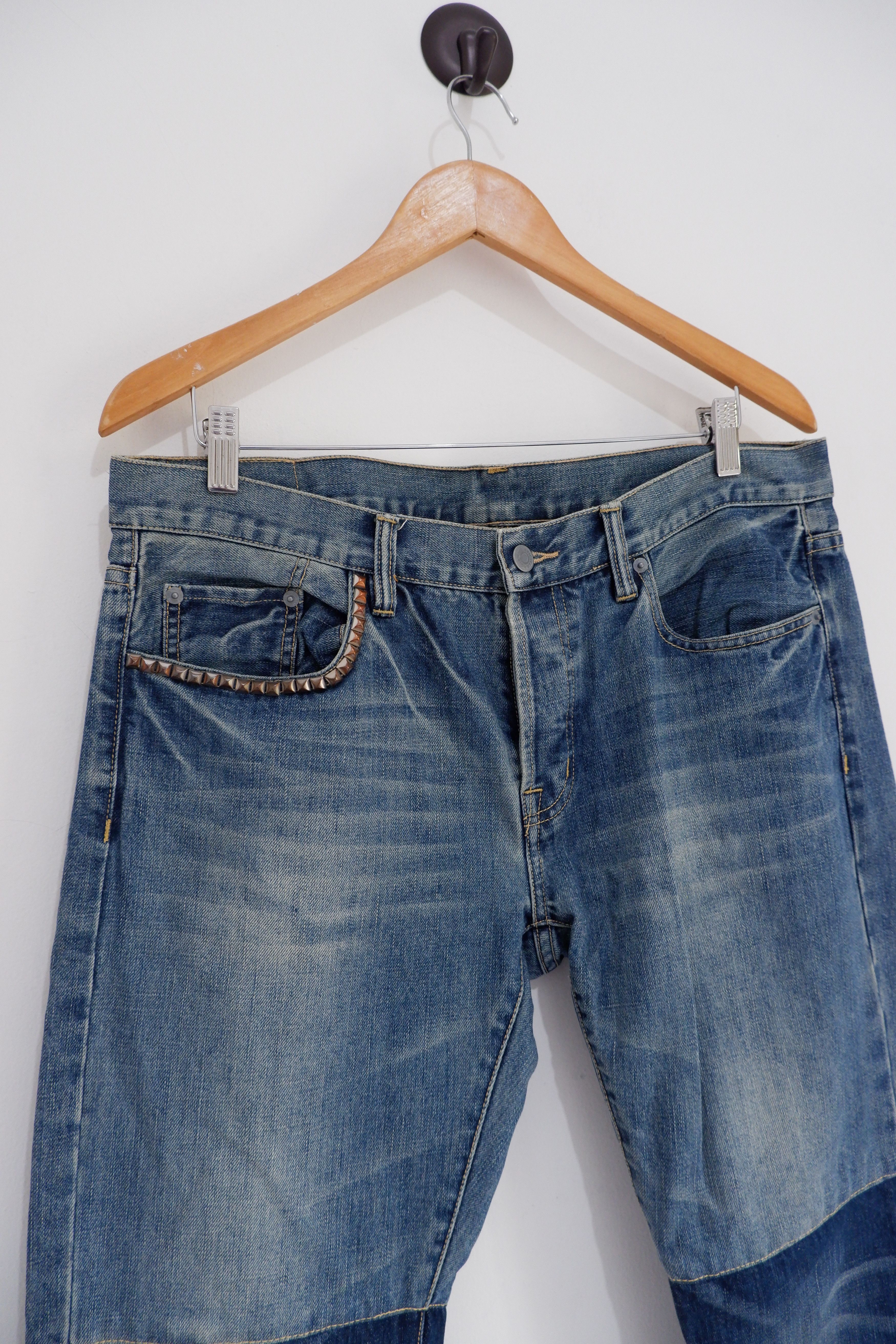Hysteric Glamour Vintage Hysteric Glamour Double Knee Patchwork Studded Denim Size US 34 / EU 50 - 2 Thumbnail