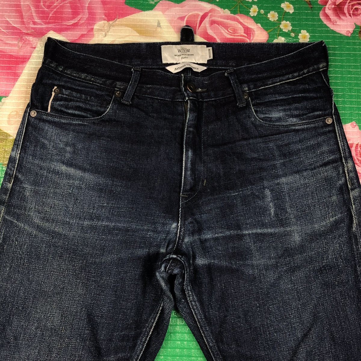 Japanese Brand Vintage Work Not Work blue indigo selvedge Jeans Size US 31 - 3 Thumbnail
