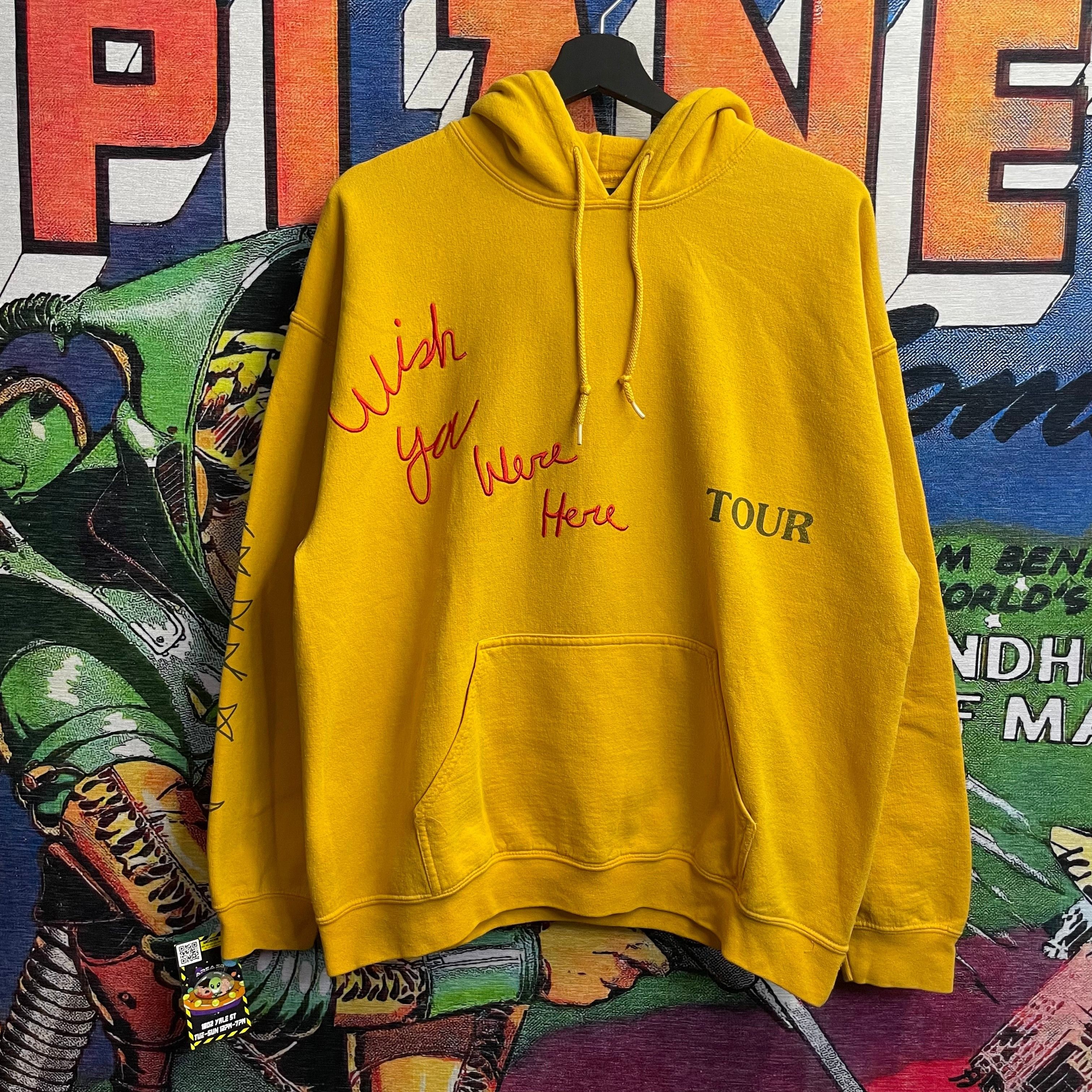 Wish you were outlet here yellow hoodie