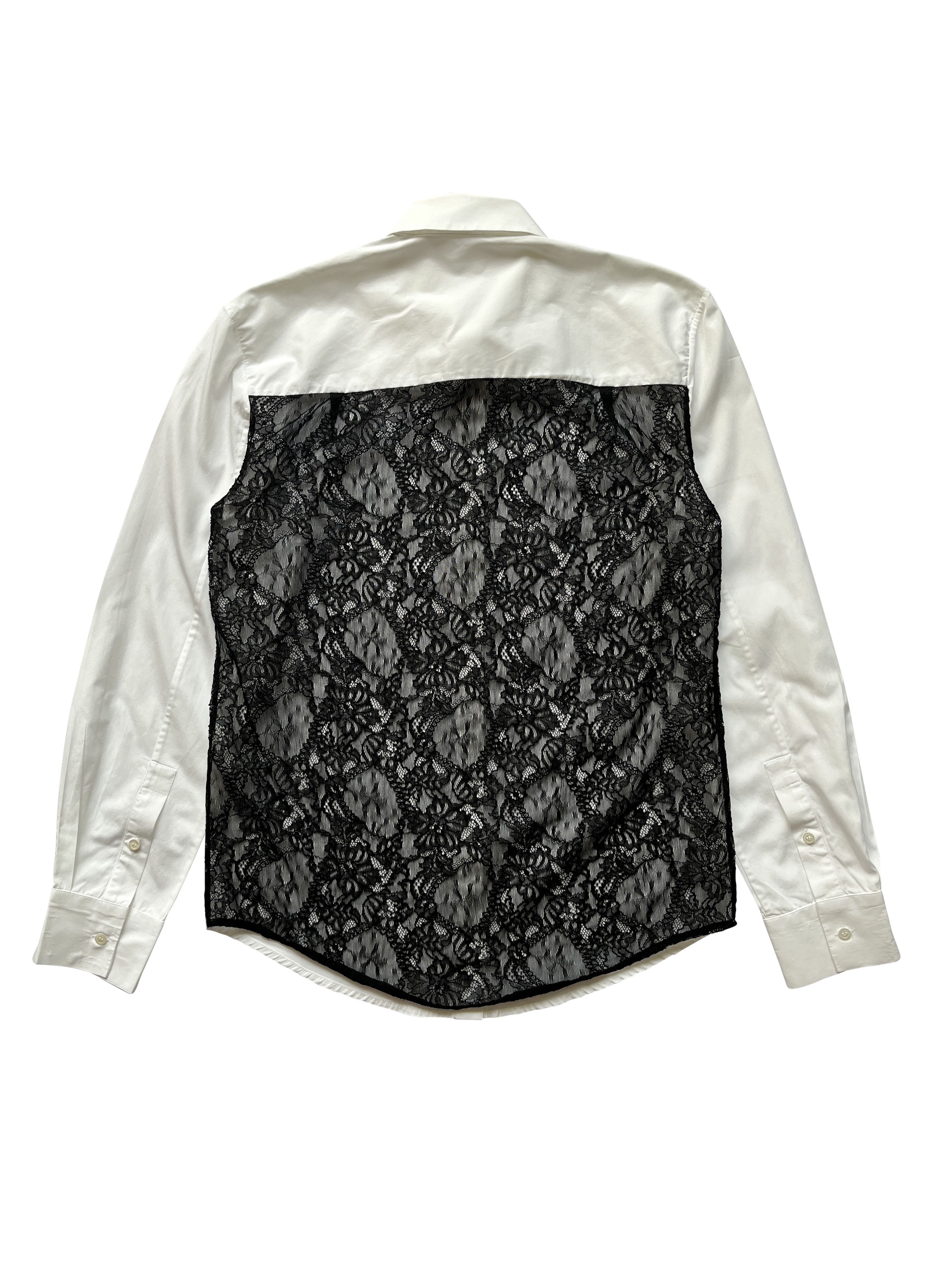 Hussein Chalayan ⚡️QUICK SALE⚡️Hussein Chalayan White with Black Lace Shirt Size L / US 10 / IT 46 - 2 Thumbnail