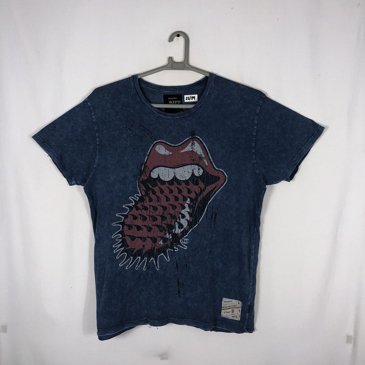 Band Tees × The Rolling Stones × Vintage The Rolling Stones Blue Stoned Washed Big Logo Promo Tee Size US L / EU 52-54 / 3 - 1 Thumbnail