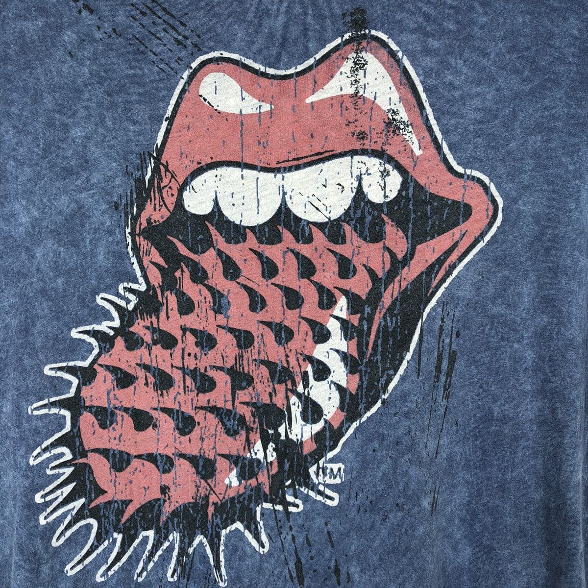 Band Tees × The Rolling Stones × Vintage The Rolling Stones Blue Stoned Washed Big Logo Promo Tee Size US L / EU 52-54 / 3 - 3 Thumbnail