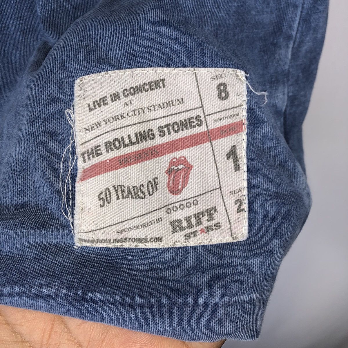 Band Tees × The Rolling Stones × Vintage The Rolling Stones Blue Stoned Washed Big Logo Promo Tee Size US L / EU 52-54 / 3 - 10 Thumbnail