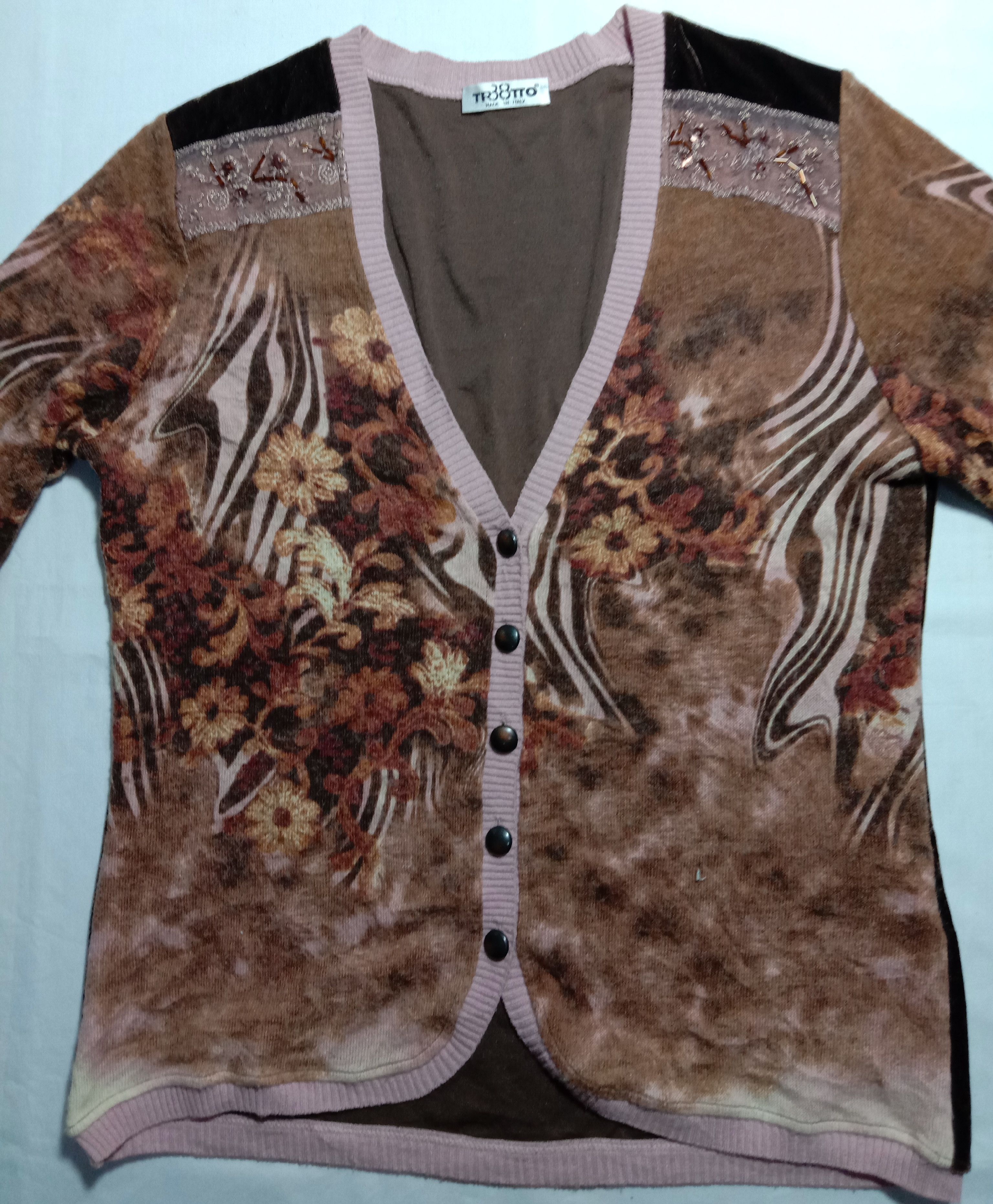 Other TR38TTO Luxury Designer JACQUARD KNITTED CARDIGAN Jacket Size S / US 4 / IT 40 - 2 Thumbnail