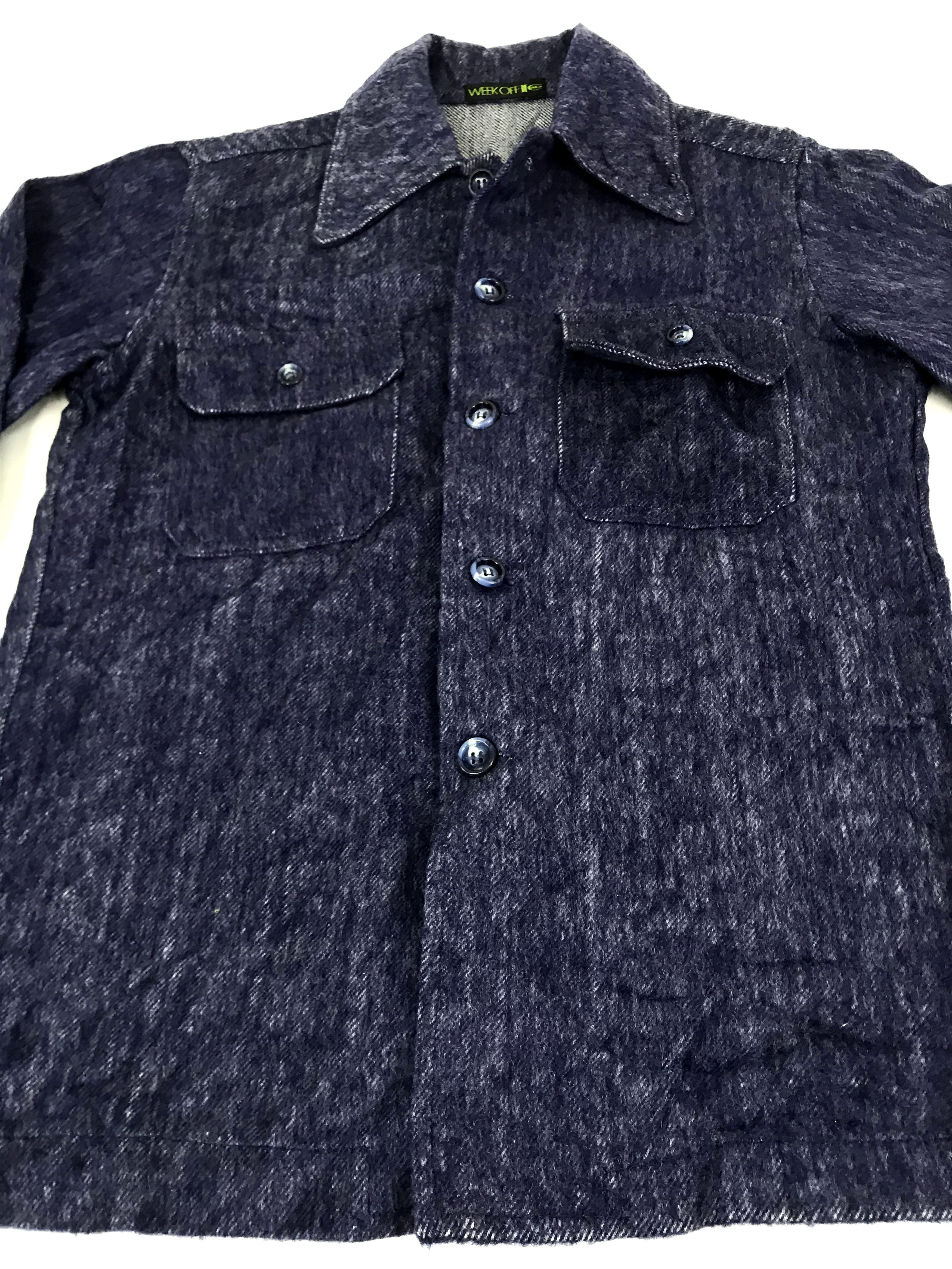 Japanese Brand Week Off Brand Classic Western Indigo Denim Flannel Jacket Size US S / EU 44-46 / 1 - 3 Thumbnail