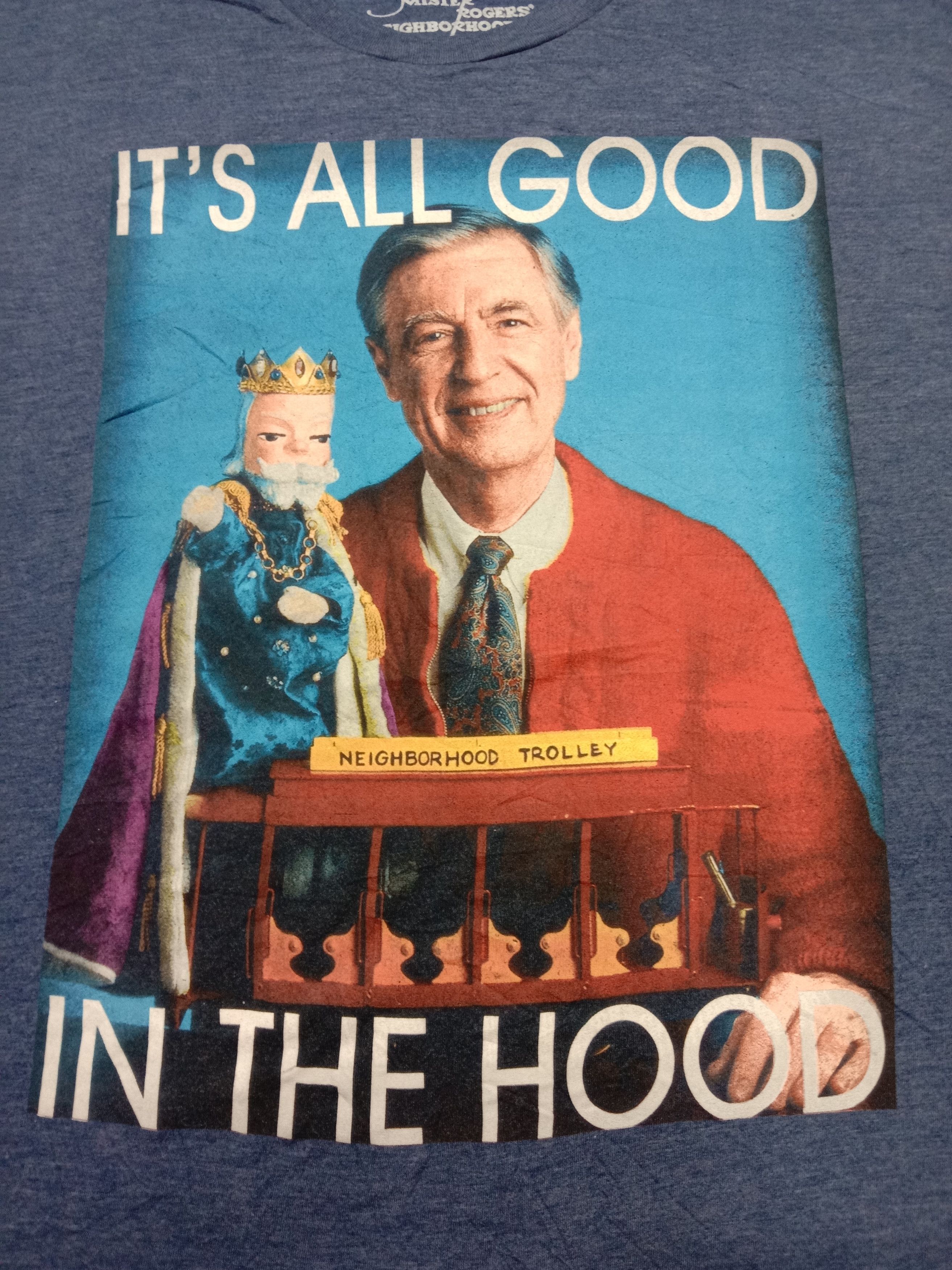 American Apparel Mister Rogers Neighborhood Navy Blue Tee Big Print Cover Size US XL / EU 56 / 4 - 2 Thumbnail