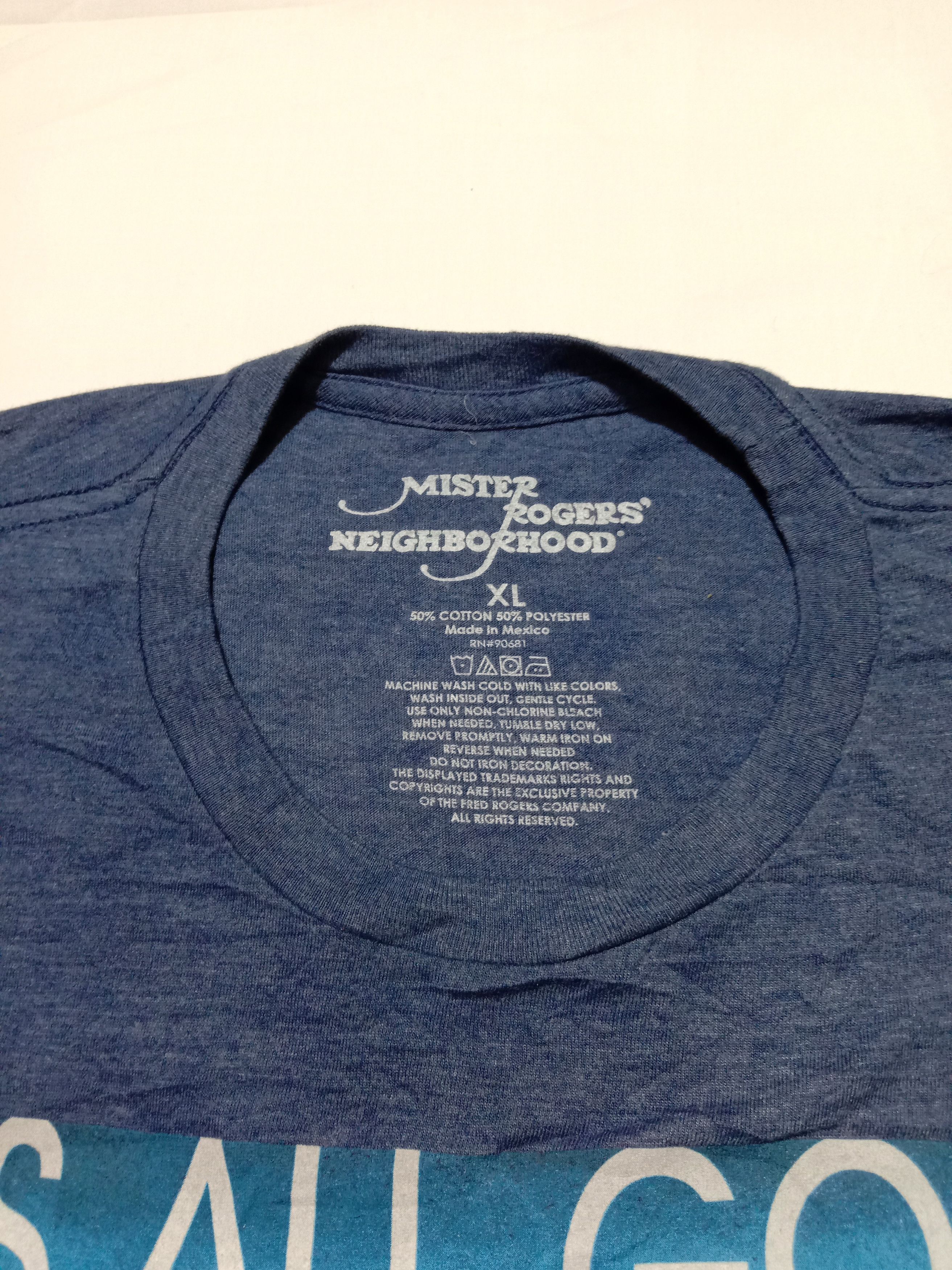 American Apparel Mister Rogers Neighborhood Navy Blue Tee Big Print Cover Size US XL / EU 56 / 4 - 3 Thumbnail